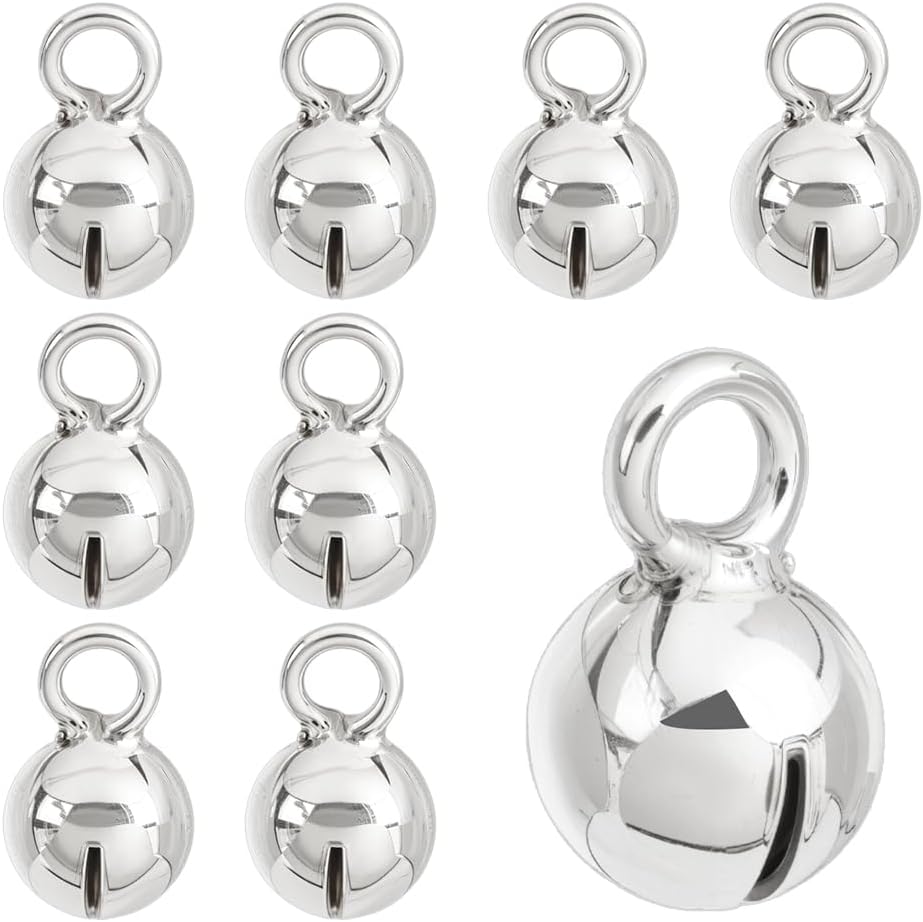 BENECREAT 8 Pcs Sterling Silver Bell Pendants