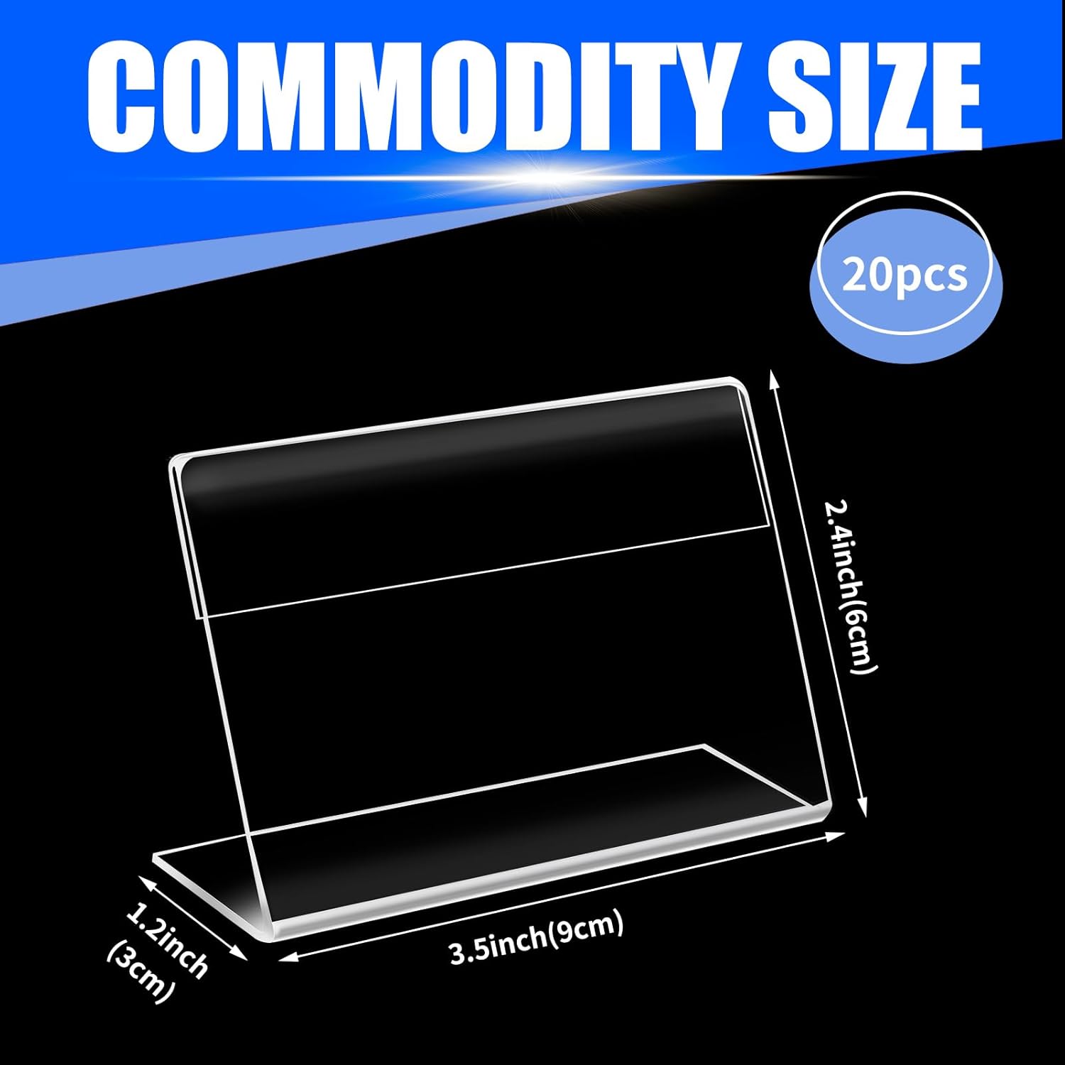20 Pcs L-Shape Clear Card Display Stands with Blank Labels