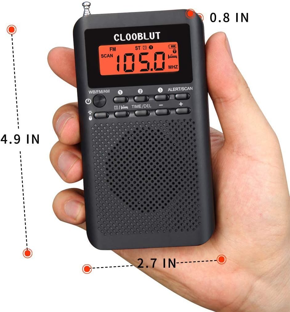 Clooblut Weather Radio with AM FM WB Bands and Backlight Keyboard
