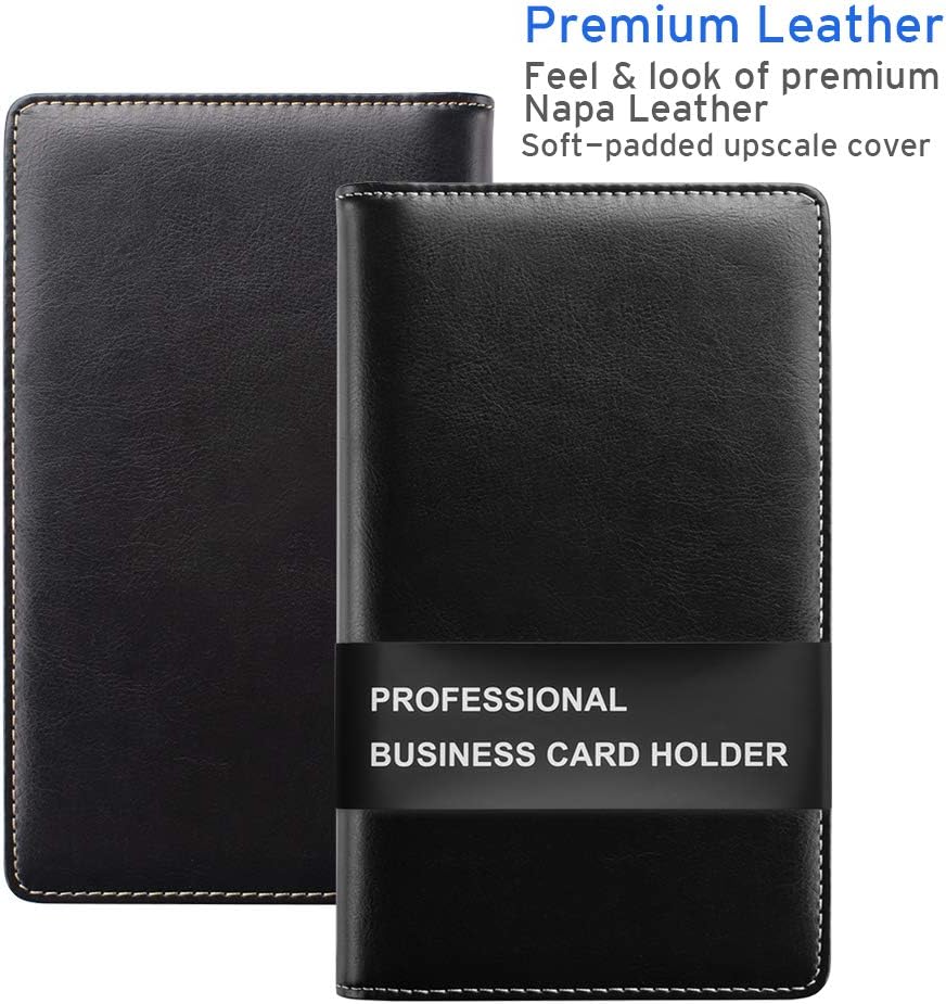 Sooez Leather Business Card Book Holder Organizer 240 Capacity Black