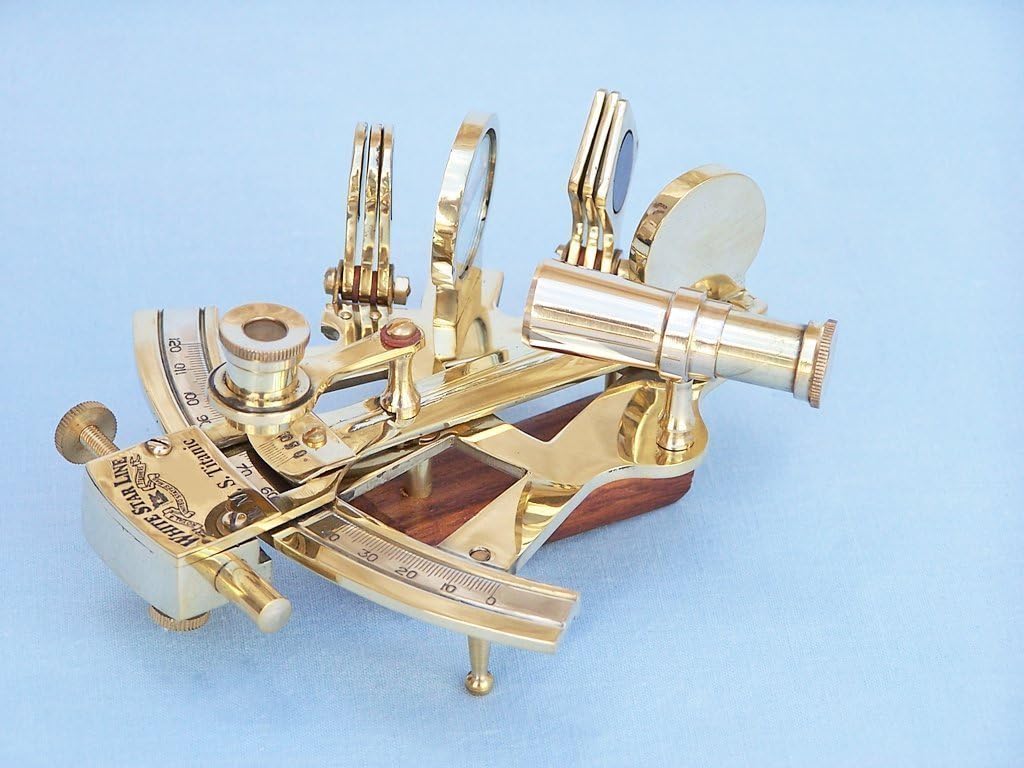 5 Brass Nautical Sextant with Rosewood Case Pirate Gift