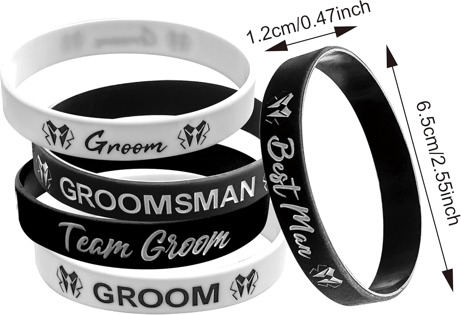 LADYHOME 7 Pcs Silicone Wristbands for Groomsmen Wedding Gifts