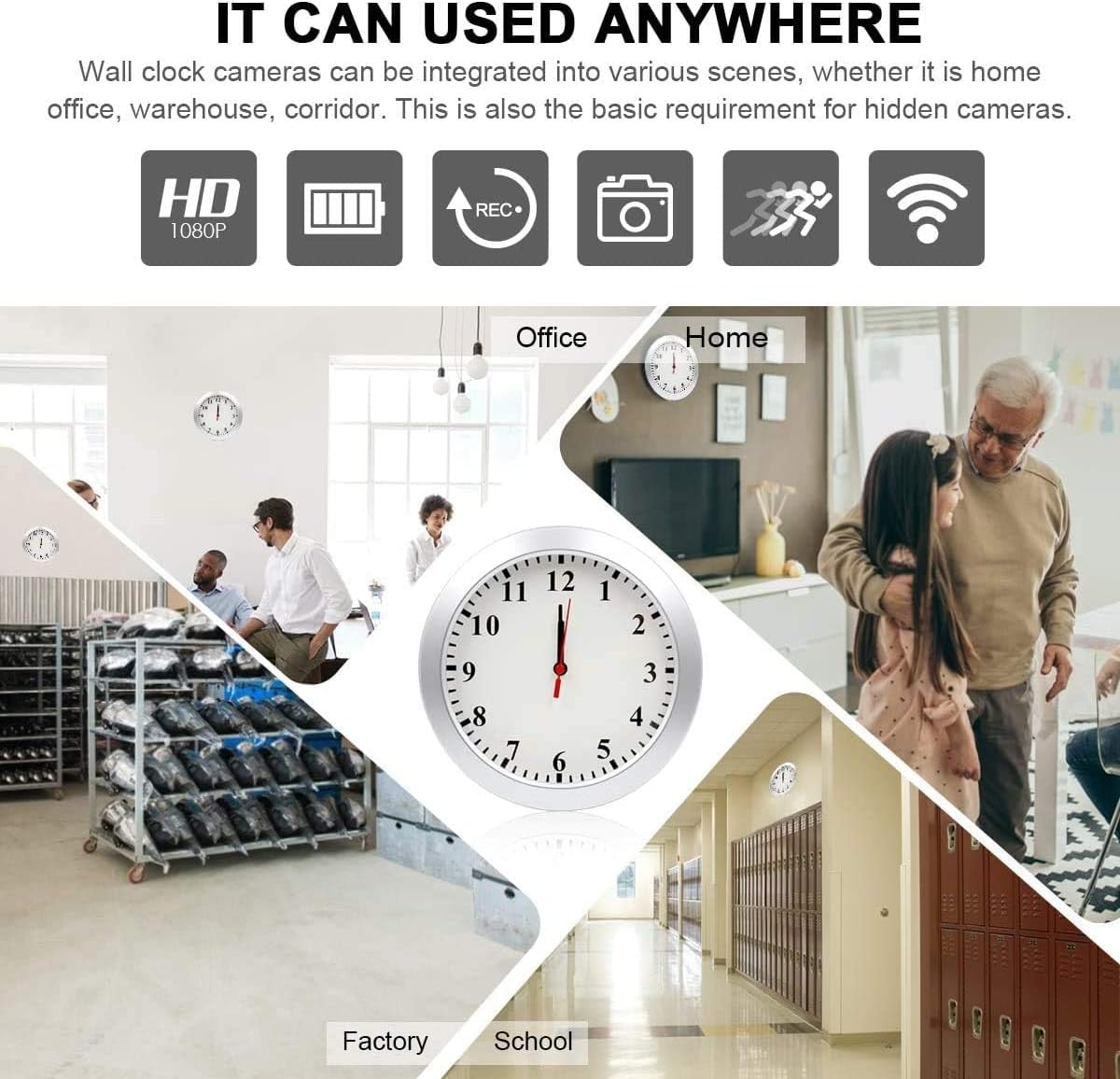 Hidden Spy Camera Wall Clock with HD WiFi and Motion Detection