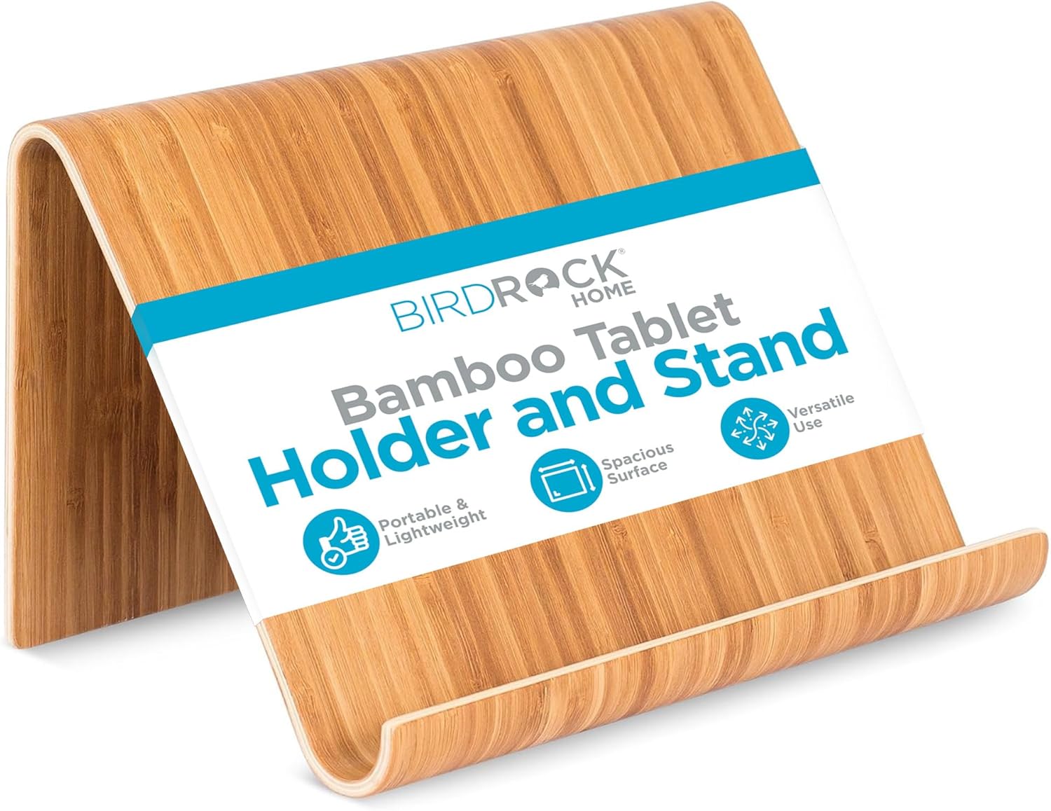 Bamboo Tablet Holder Stand - Adjustable Natural Wood Design