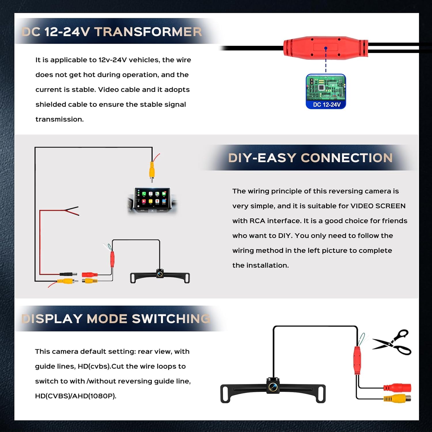Vampolo AHD 1080P Backup Camera for Car
