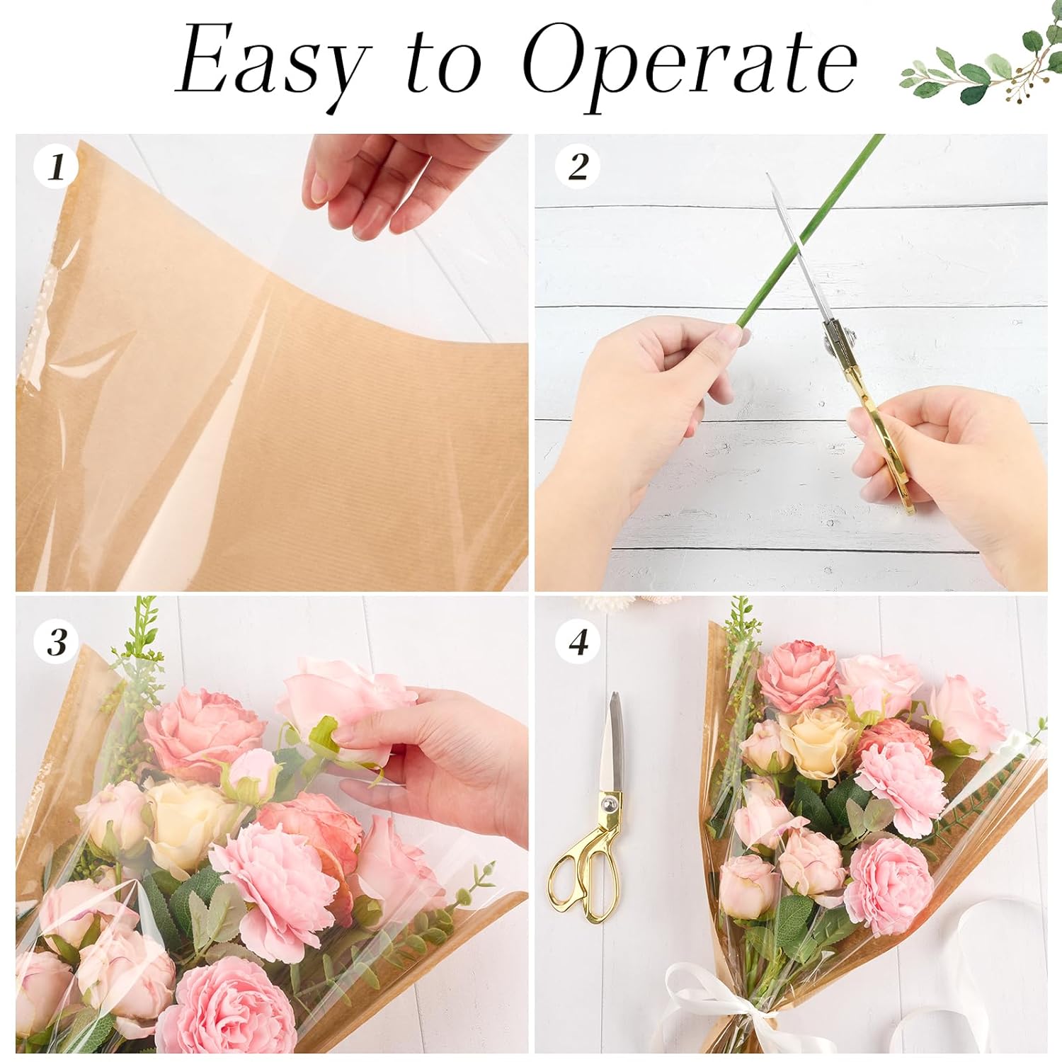 CLUEWR 50 PCS Flower Bags for Bouquets