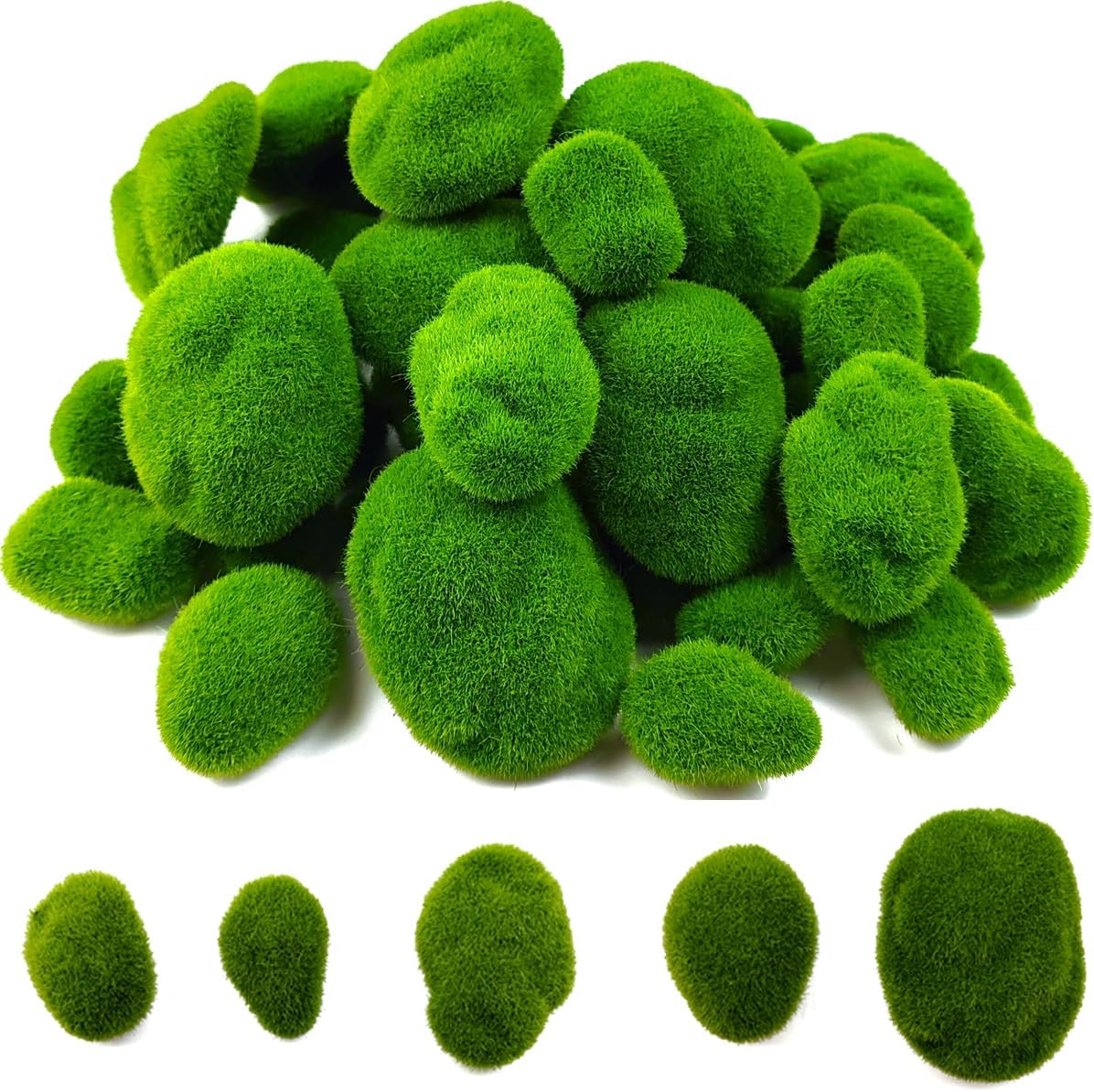 TIHOOD 50PCS Artificial Moss Rocks Decor