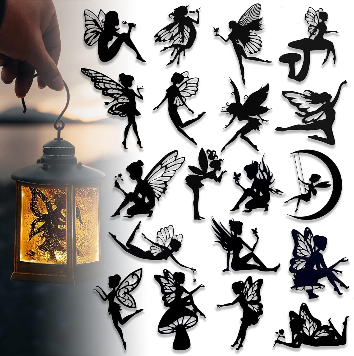 34 Piece Laser Cut Cardboard Fairies for Decorations
