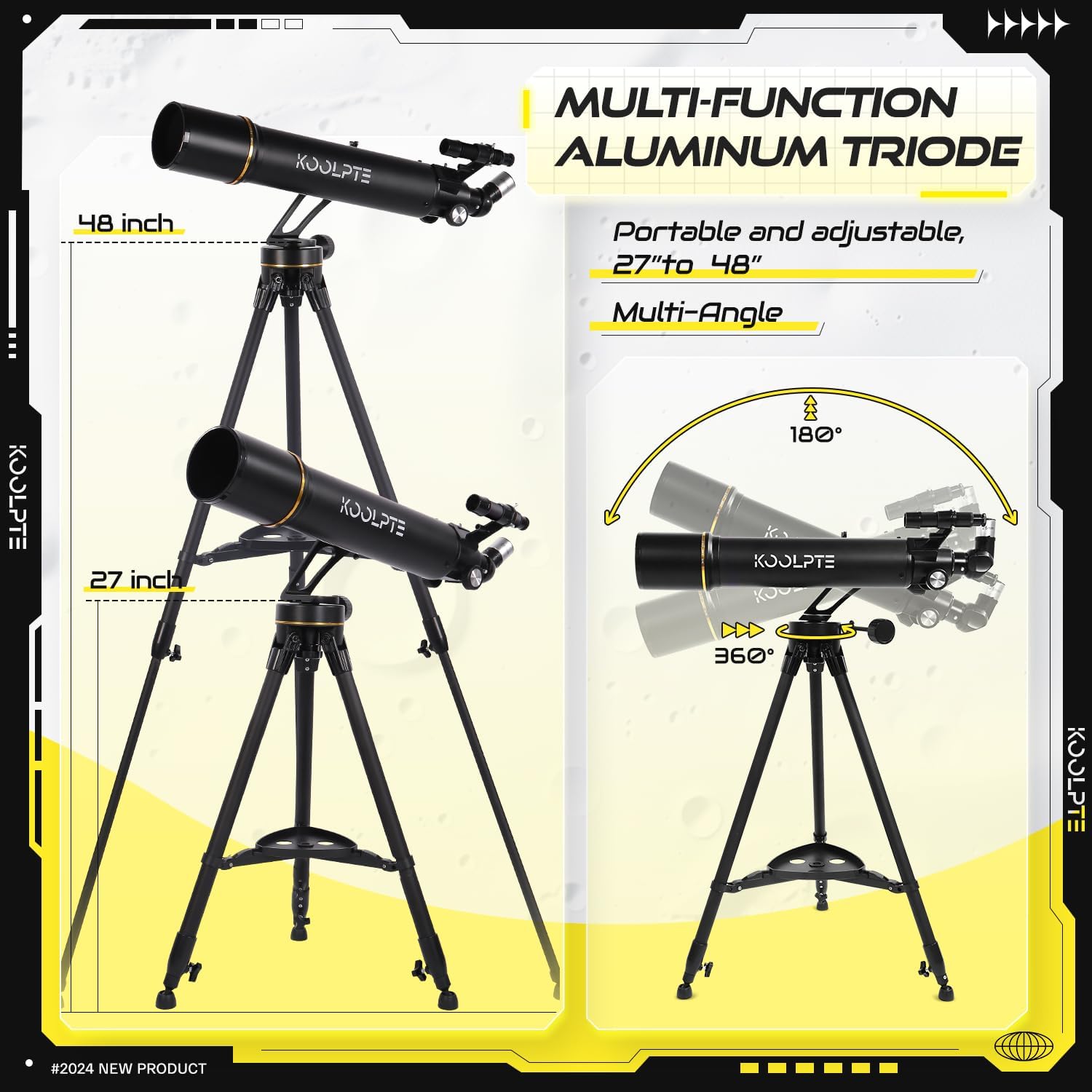 Koolpte 90mm Aperture High Power Telescope with AZ Mounting Base and Accessories