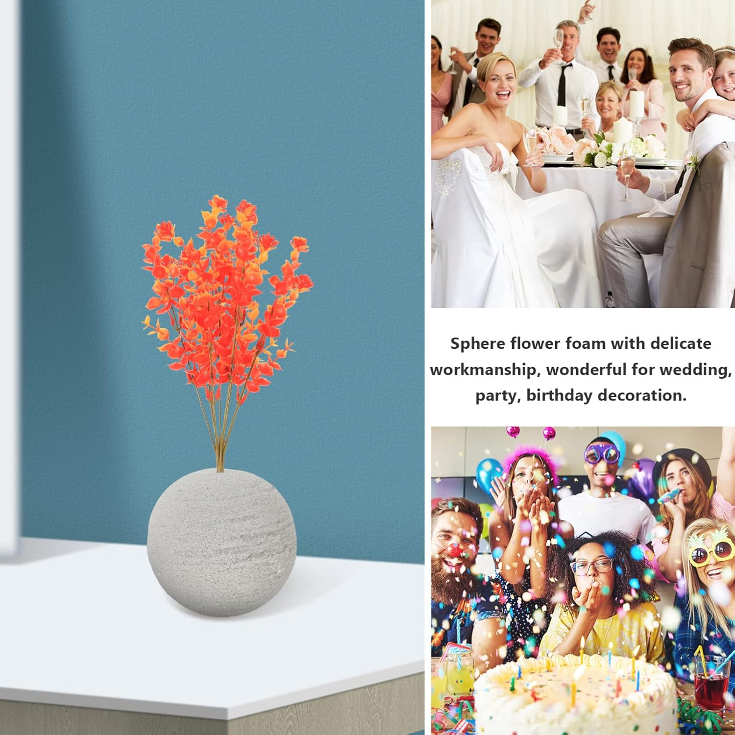 NUOBESTY Floral Foam Spheres 2pcs Grey DIY Kit