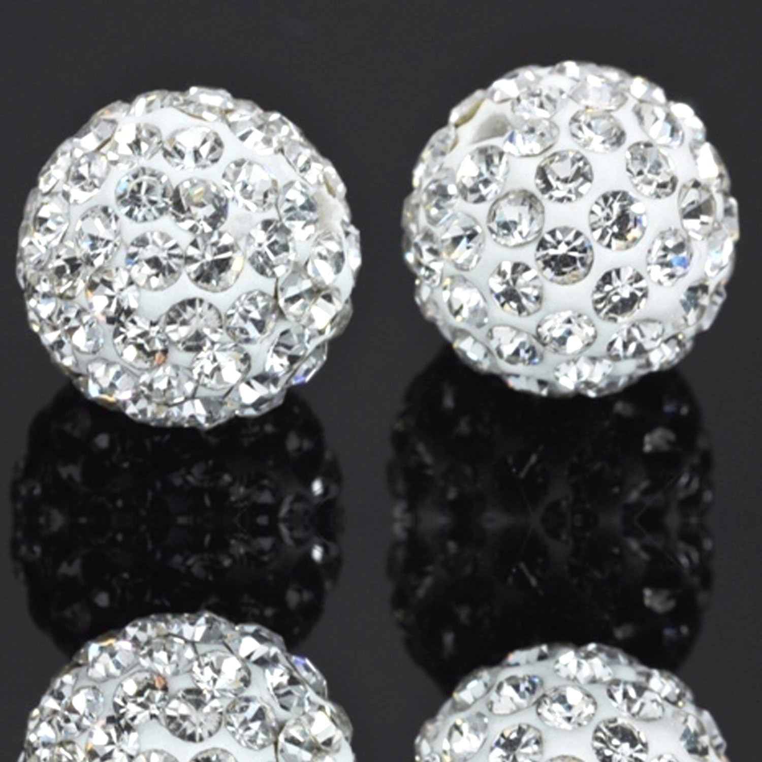 RUBYCA Pave Czech Crystal Clay Beads 20pcs 12mm White Clear
