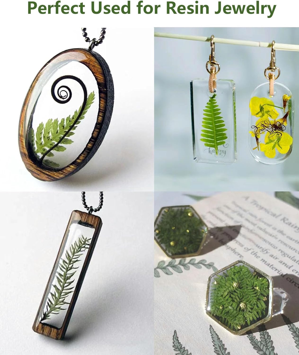 AHTONG 48PCS Natural Pressed Fern Leaves for Crafts and Resin Molds