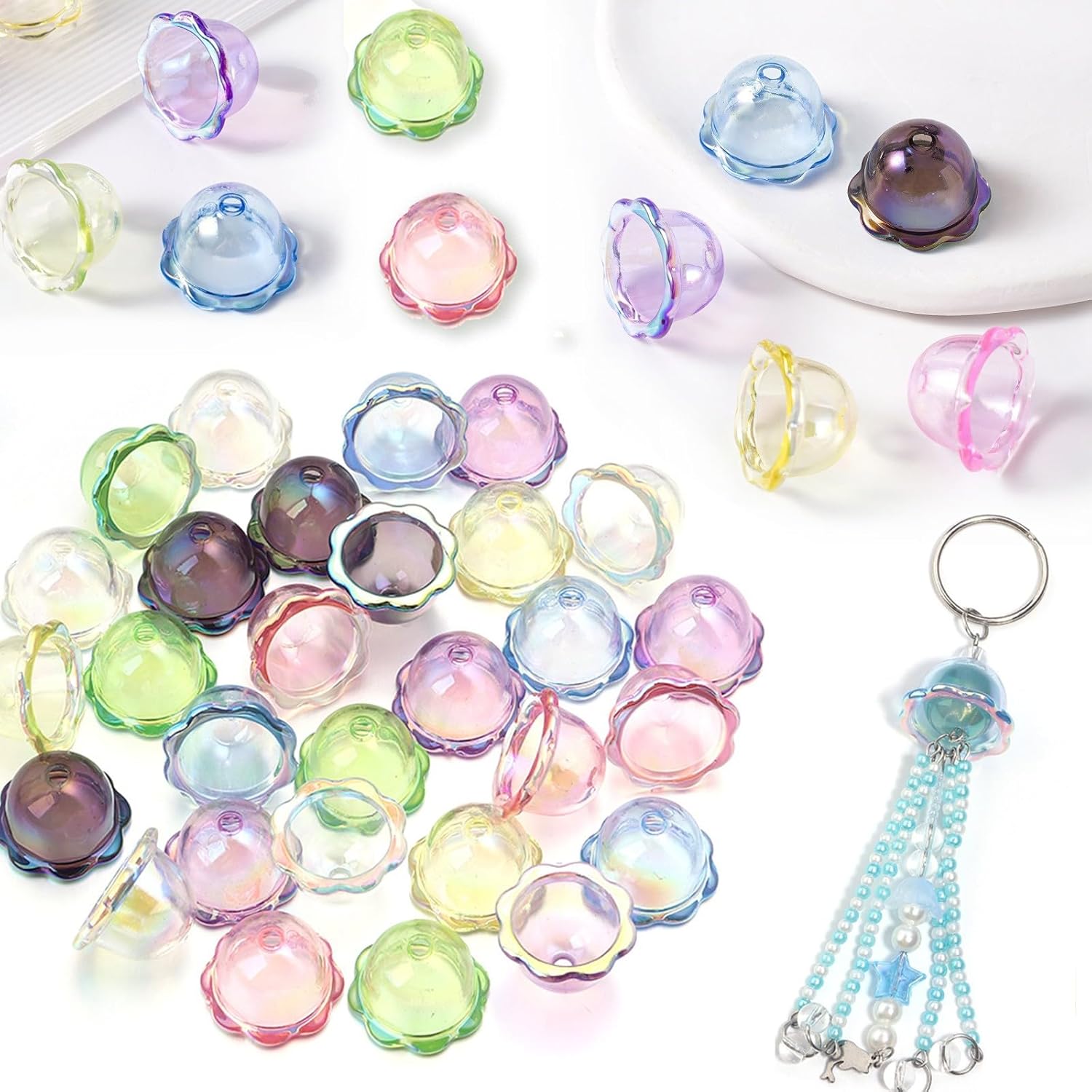 50Pcs Large Trumpet Flower Beads for Jewelry Making