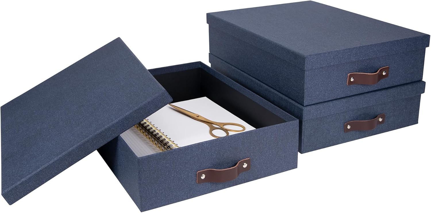 Bigso Oskar Canvas File Box - Blue 33 x 102 x 138 in