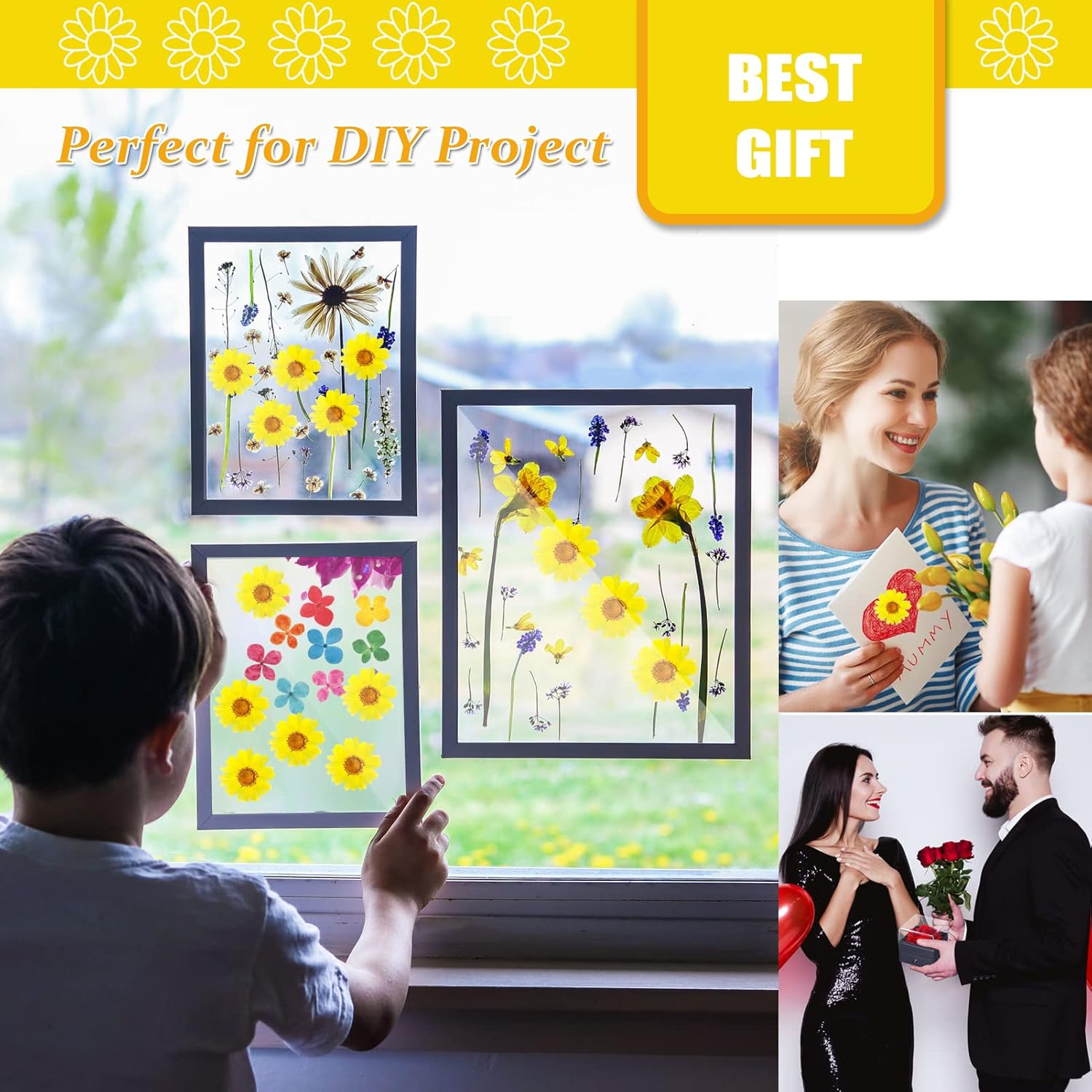 60PCS Yellow Dried Sunflowers for DIY Crafts
