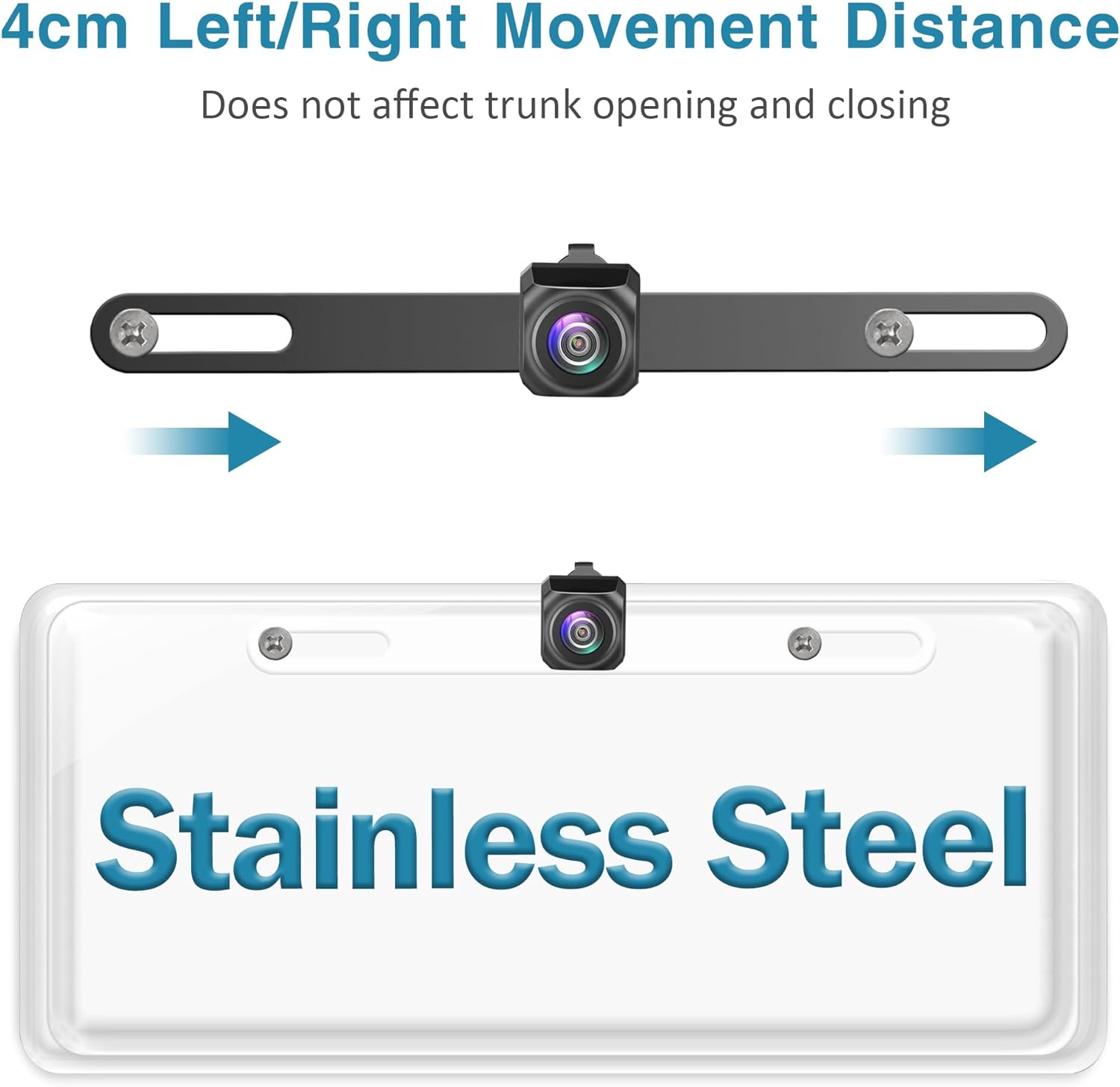 Stainless Steel Backup Camera License Plate Mount 2 PCS