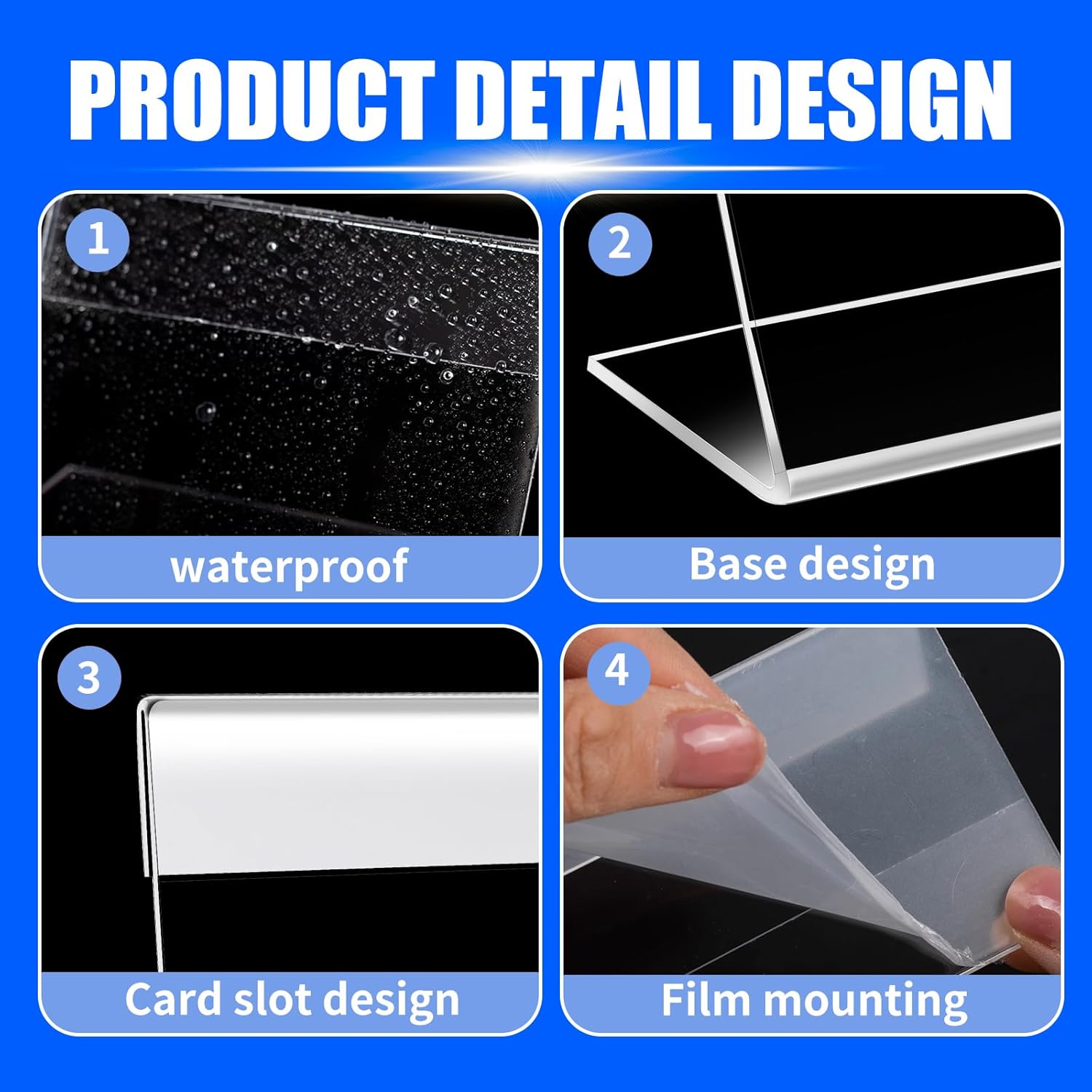 20 Pcs L-Shape Clear Card Display Stands with Blank Labels