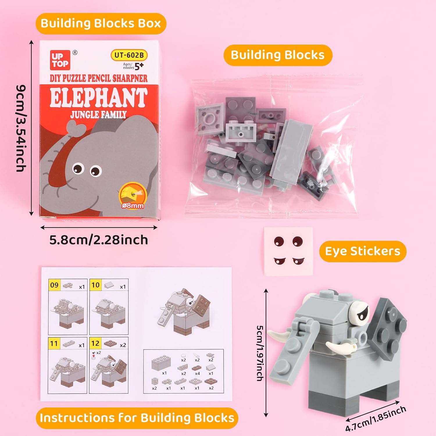 24 Pcs Animal Building Block Pencil Sharpener Set