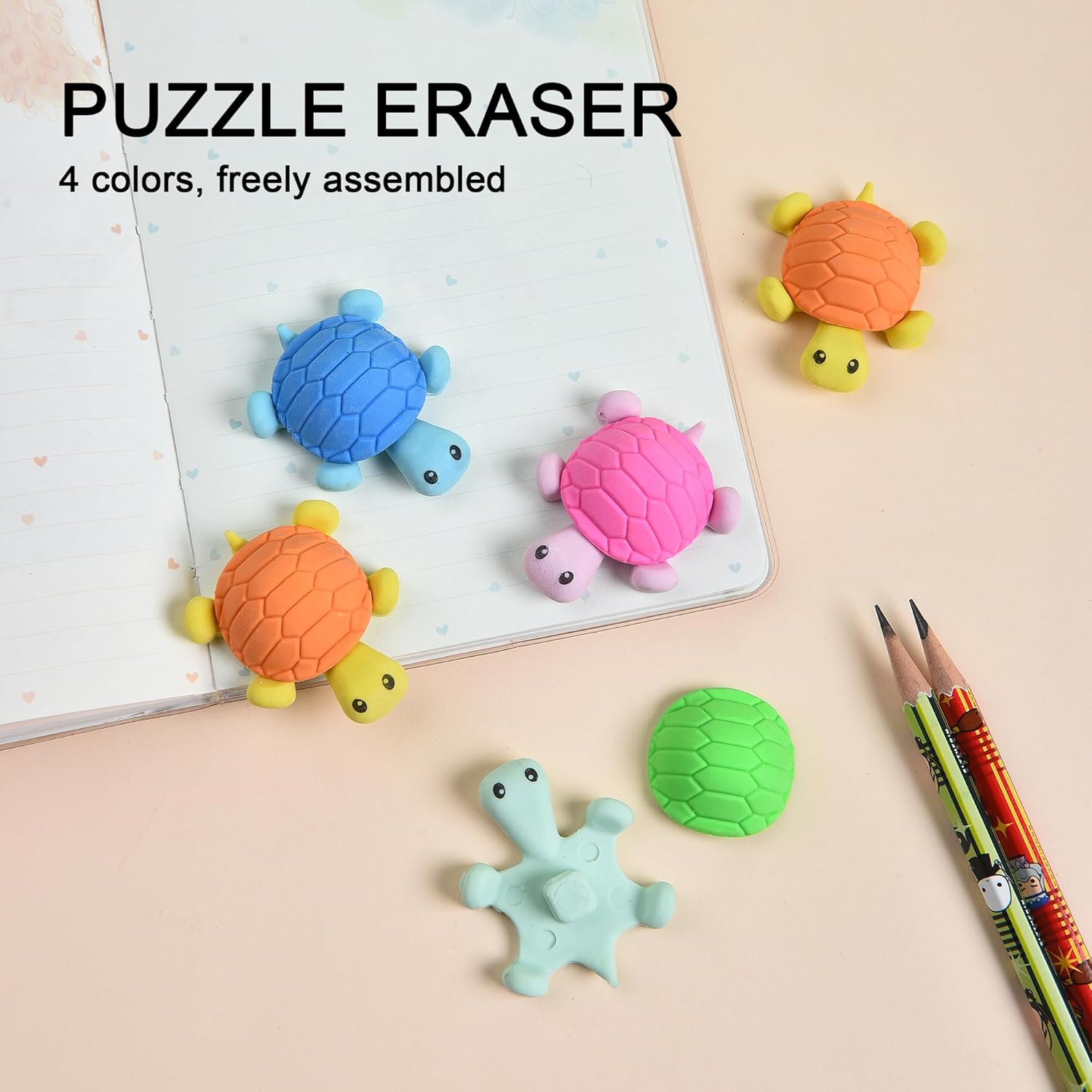 16 Pcs Cute Turtle Pencil Erasers for Kids