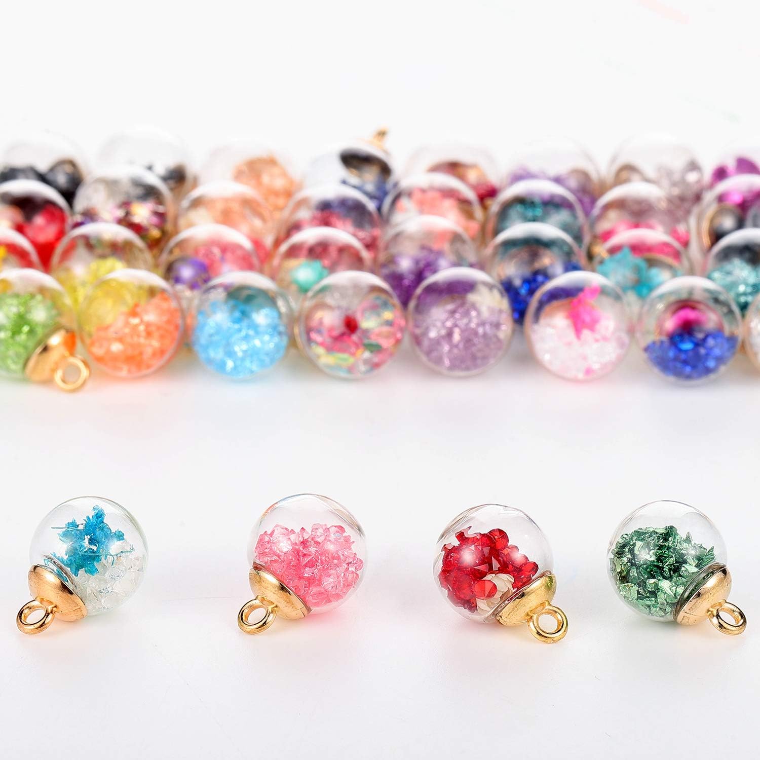 WILLBOND 88 Piece 16mm Mixed Glass Ball Charms for DIY Jewelry