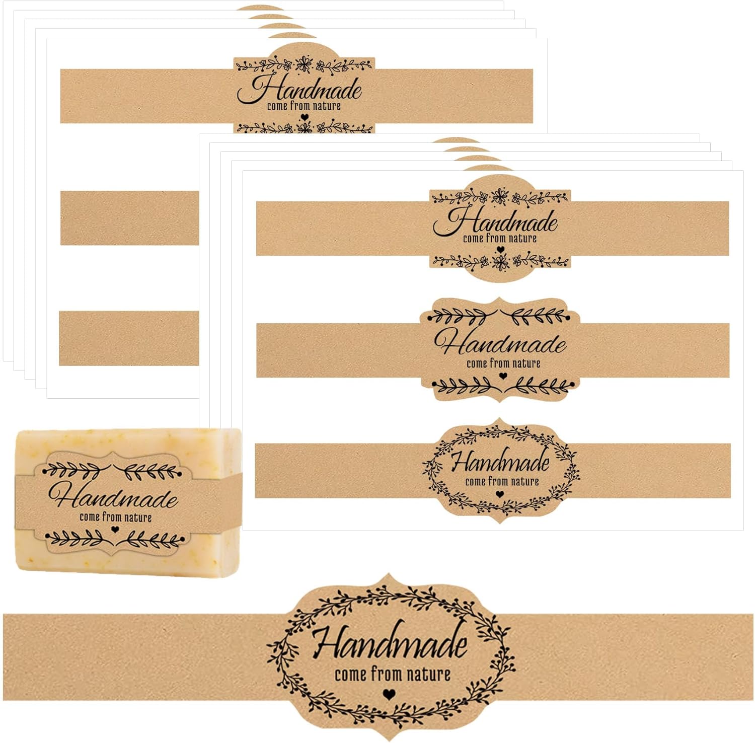 Brown Kraft Soap Labels 120pcs Handmade Wrappers