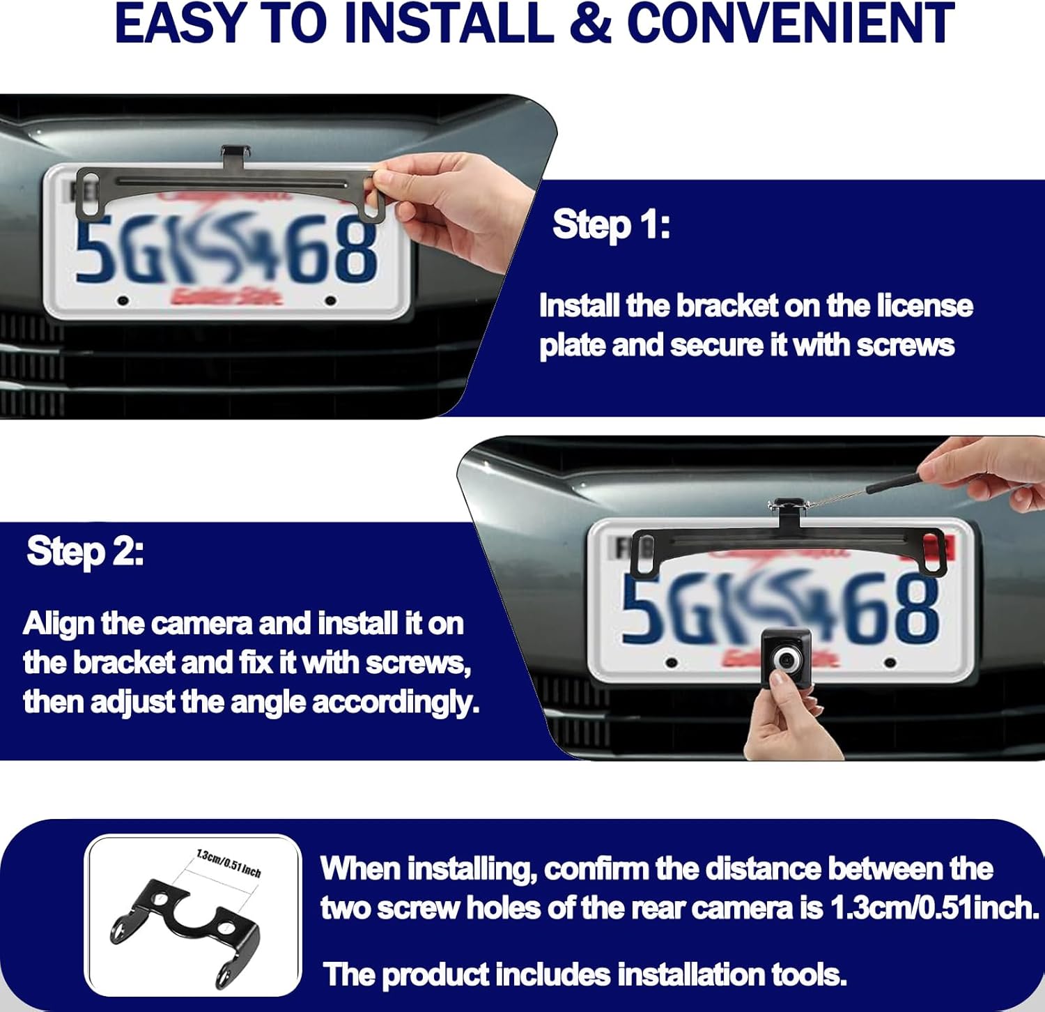 Universal Car Rear View Camera License Plate Bracket
