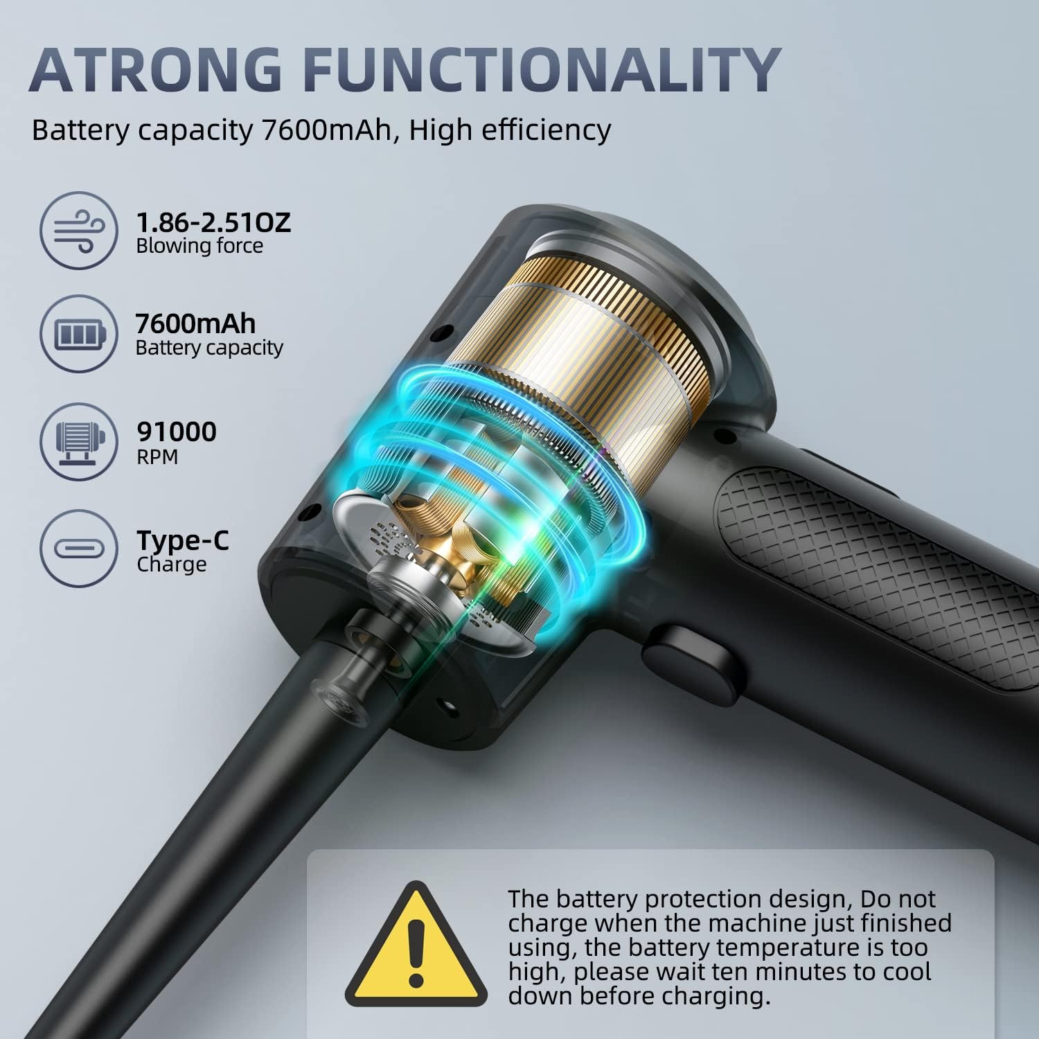 Zarimi Electric Air Duster Keyboard Cleaner with 7600mAh Battery