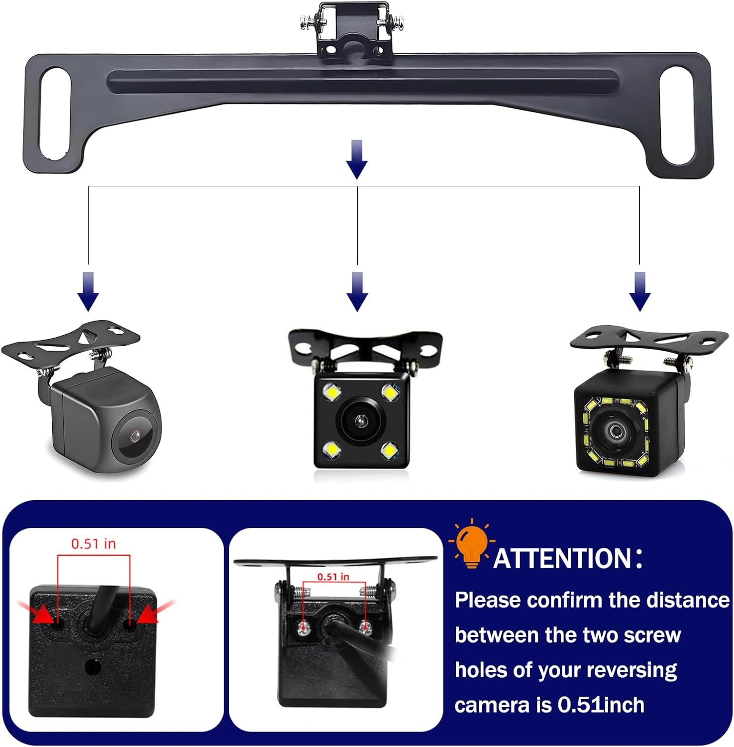 Universal Car Rear View Camera License Plate Bracket