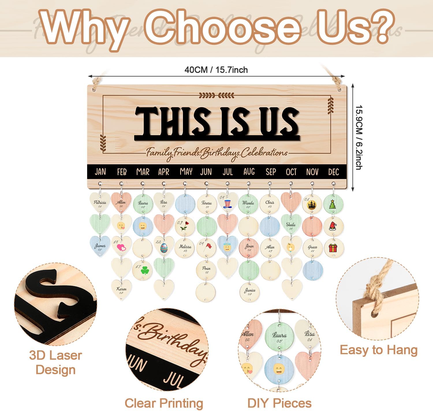 CHDITB 3D This is Us Birthday Calendar Wall Hanging