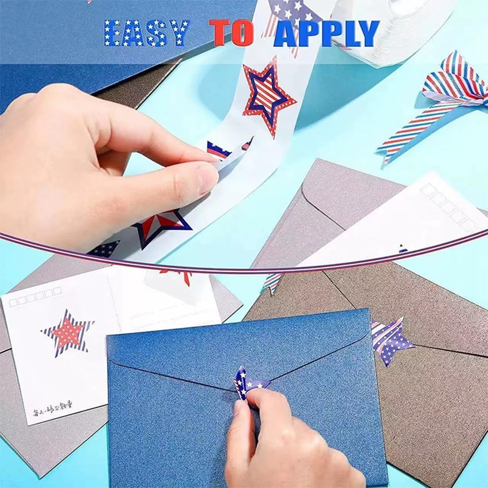 NETTEMPT Patriotic Star American Flag Stickers 500 Pcs 15 Inch