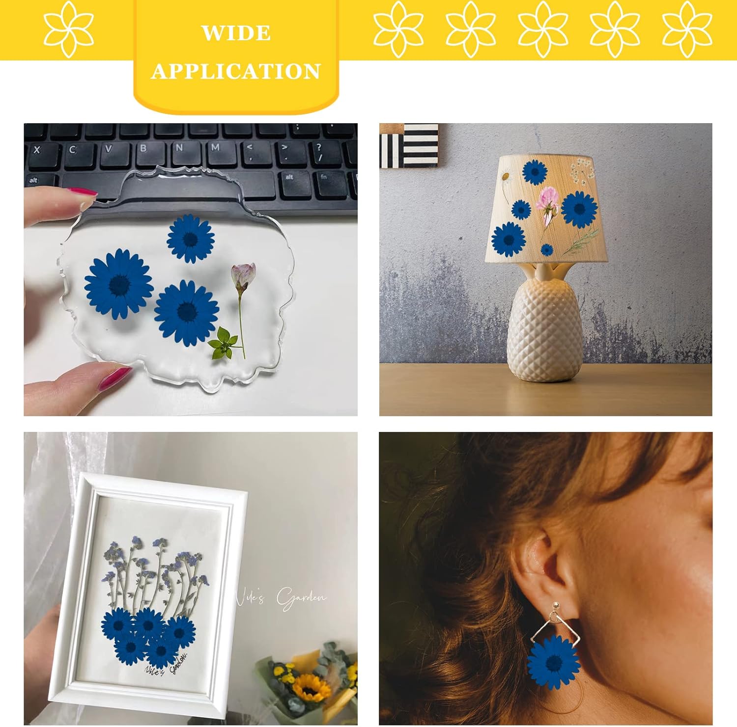 CyHiThai Blue Dried Flowers for Resin Crafts 60PCS