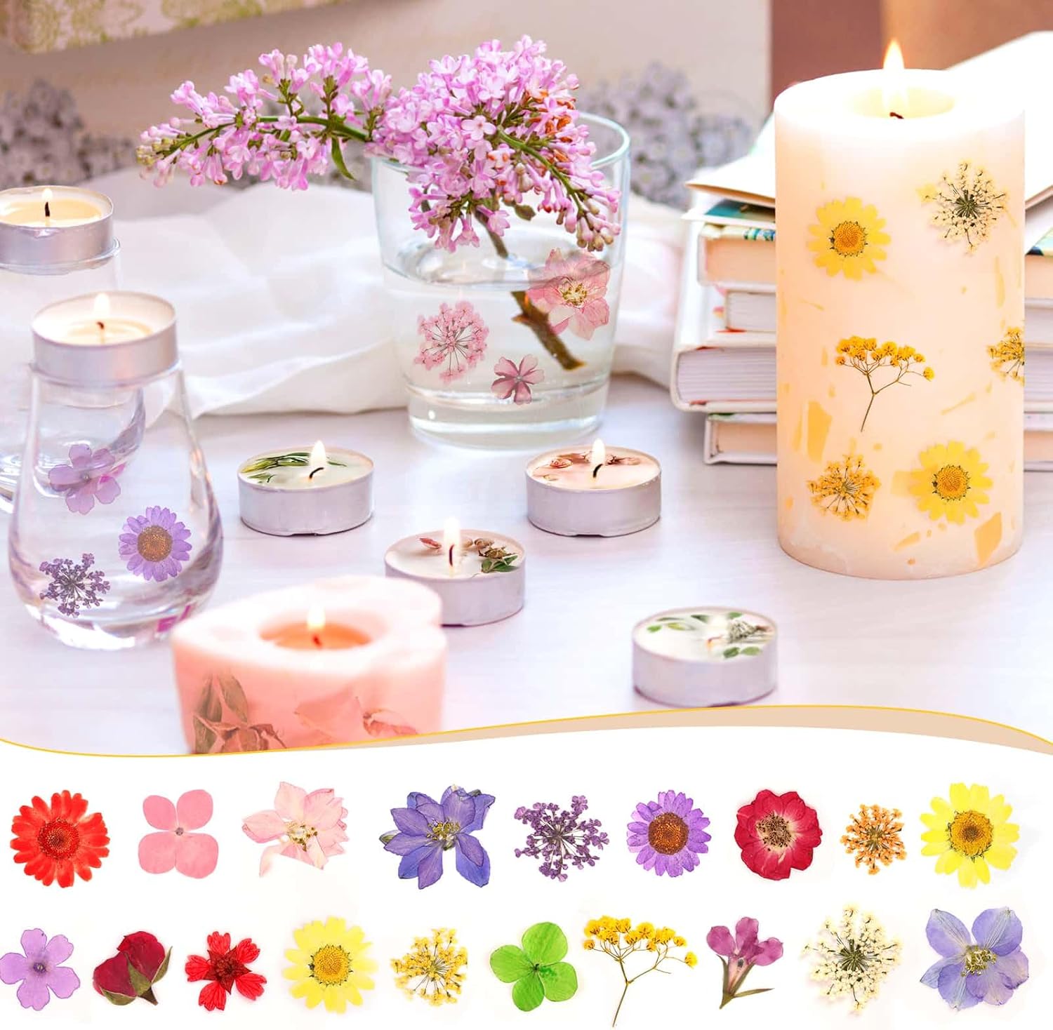 160 Pcs Dried Flowers Pressed Real Flowers for Resin Crafts