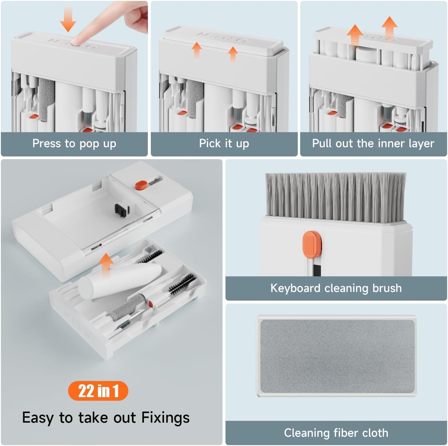 22-in-1 Laptop Cleaning Kit with Key Puller and Shaft Puller