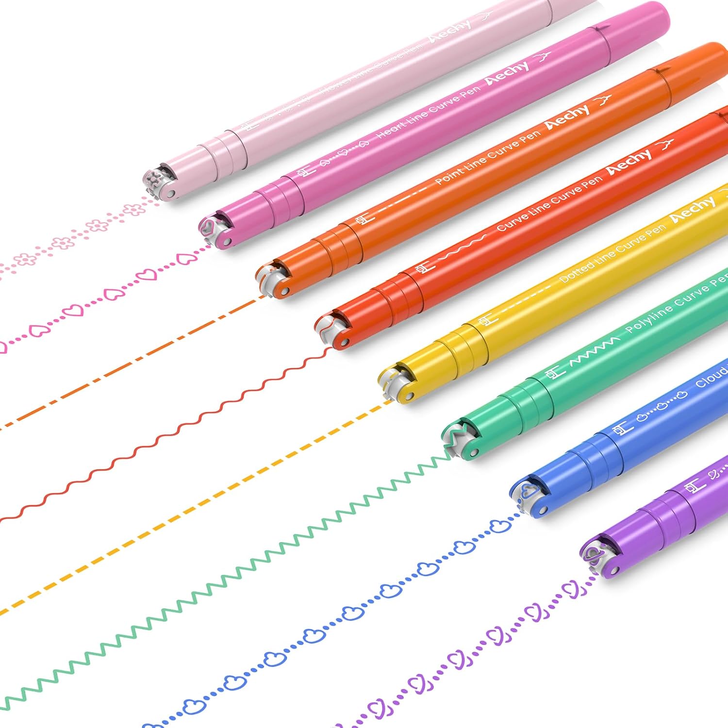 AECHY 8PCS Curve Highlighter Set for Kids and Office Use