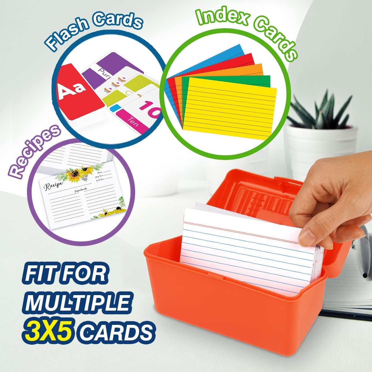 H4D Index Card Holder 3x5 3 Packs Red Green Yellow