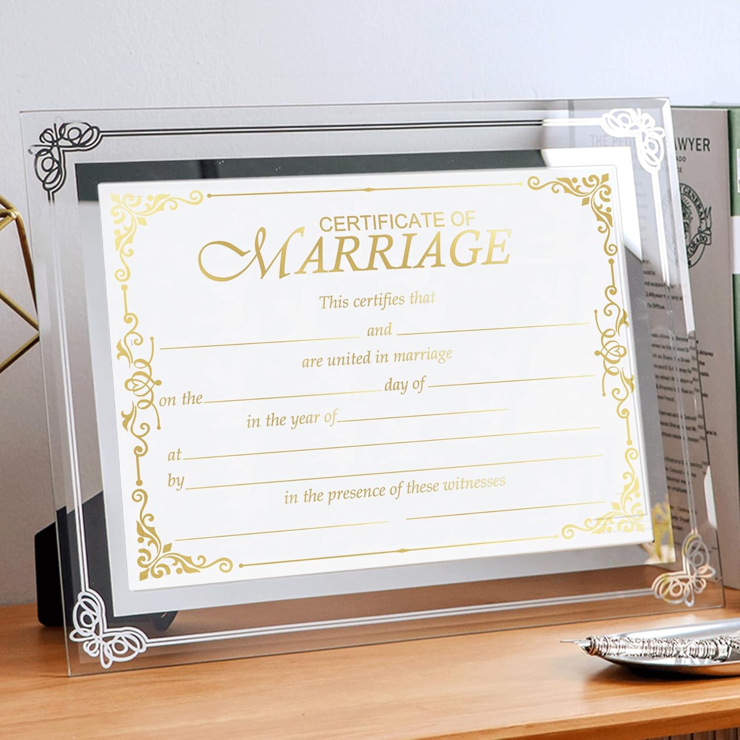 Gold Foil Marriage Certificates 11x85 Inch 24 Pcs Wedding Paper