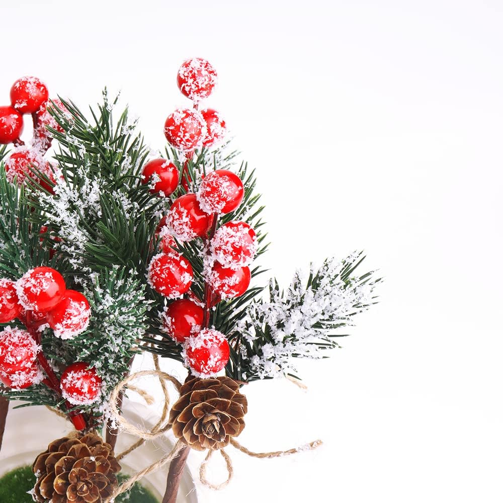 FUTERLY 10 Pcs Red Berries Pine Cones for Crafts