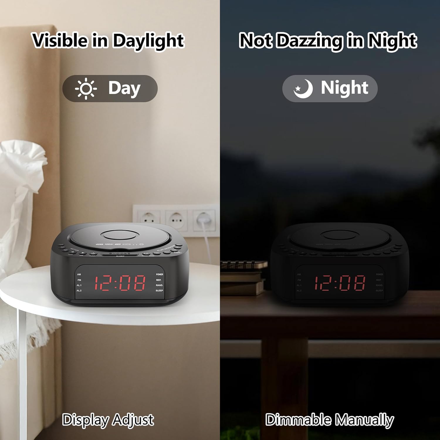 CD Player Alarm Clock with Remote and Bluetooth
