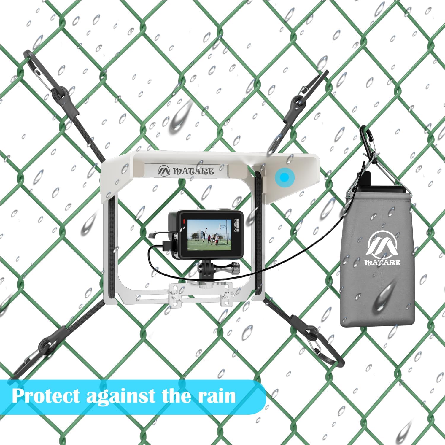 Cell Phone Fence Mount with Shade and Power Bank Bag