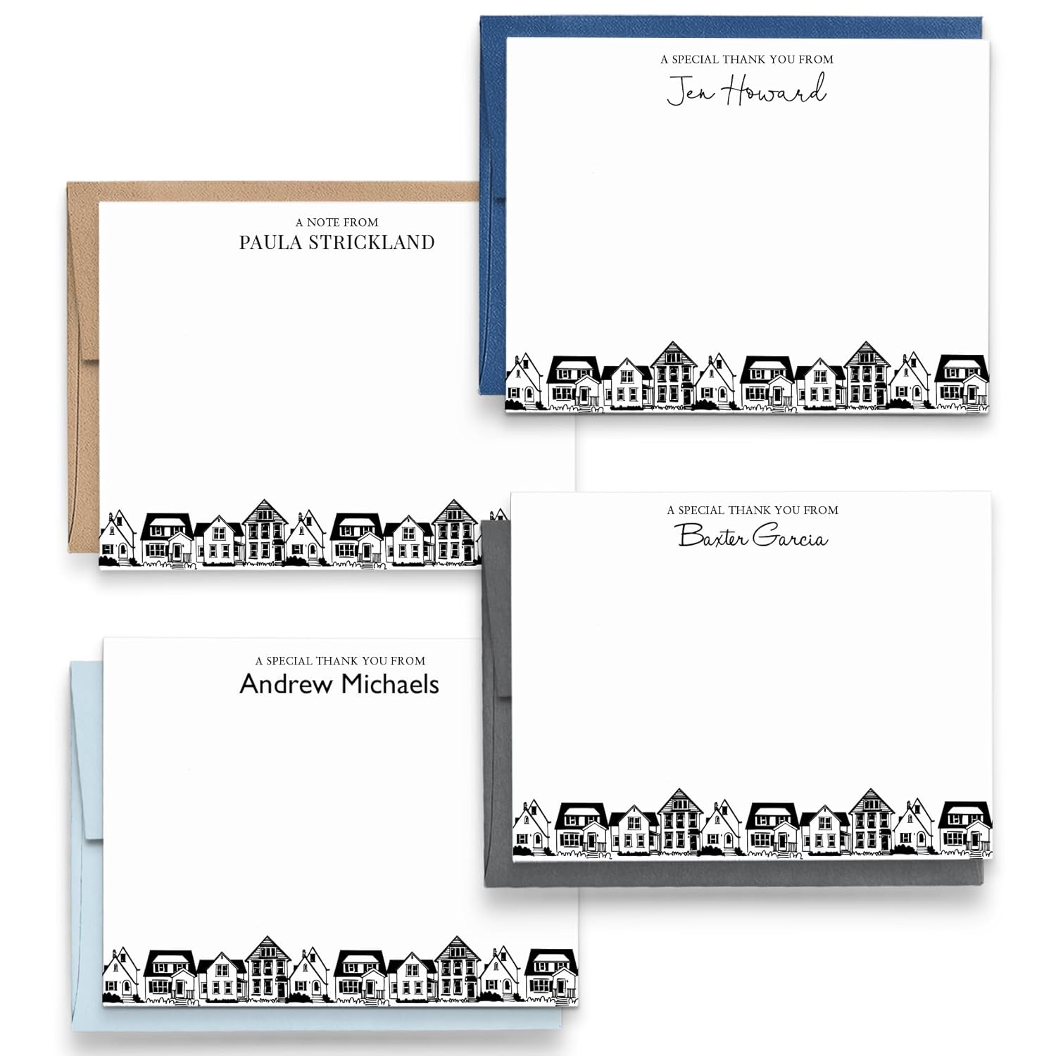Personalized Real Estate Note Cards Set with Envelopes