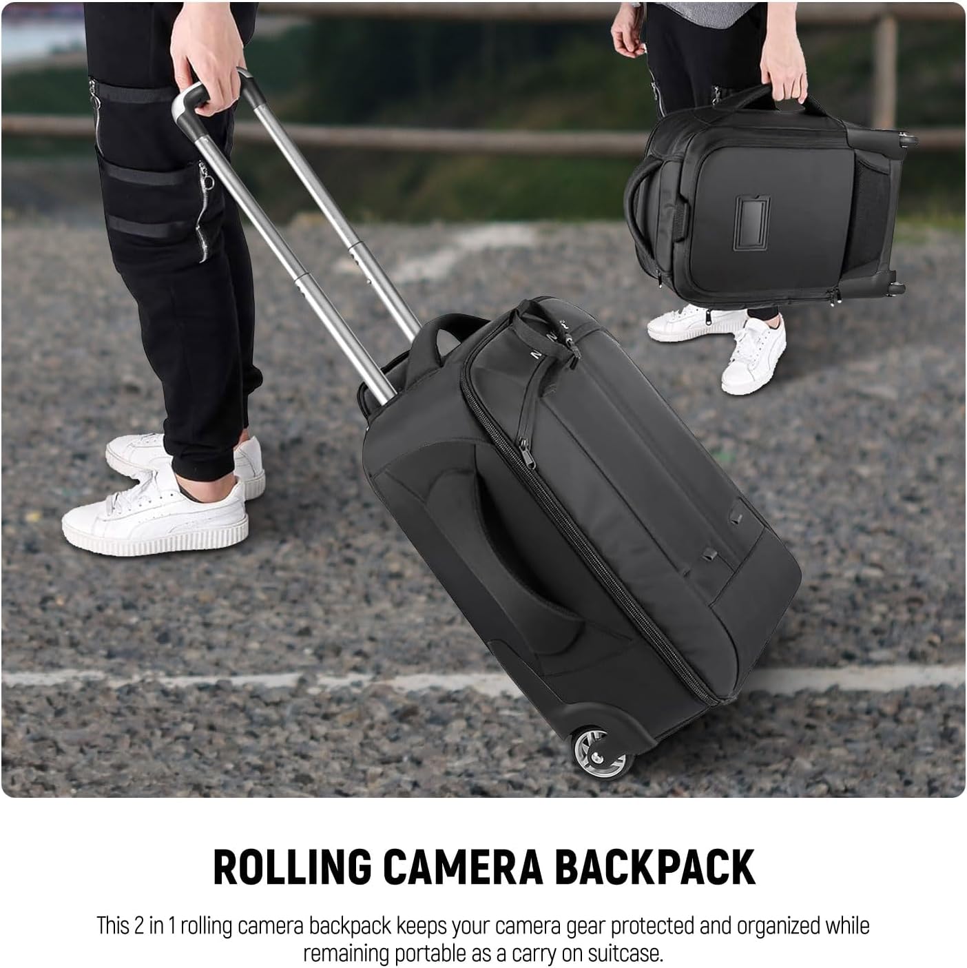 Neewer 2-in-1 Rolling Camera Backpack Trolley Case