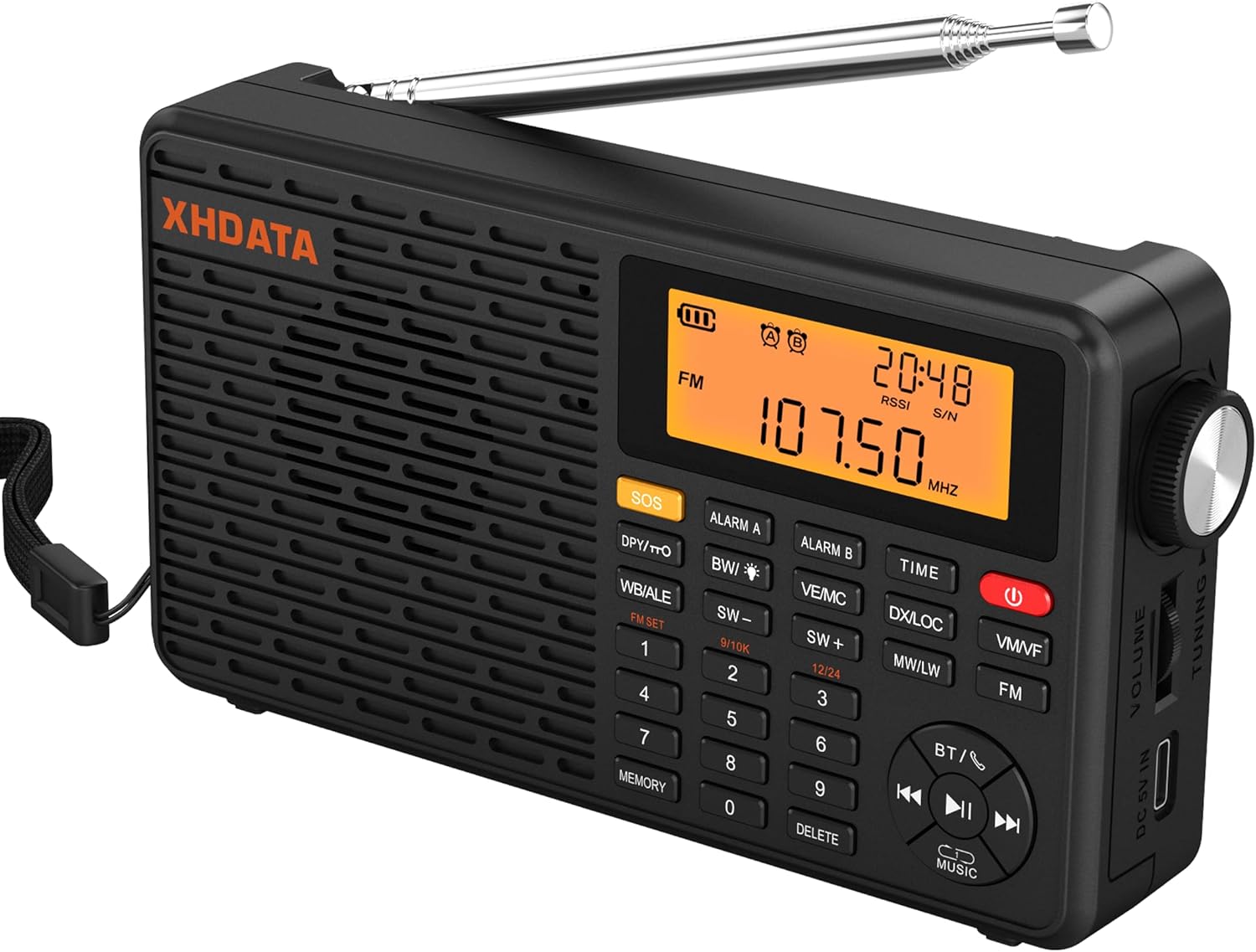 XHDATA D109WB Weather Radio with NOAA Alert and Bluetooth Speaker