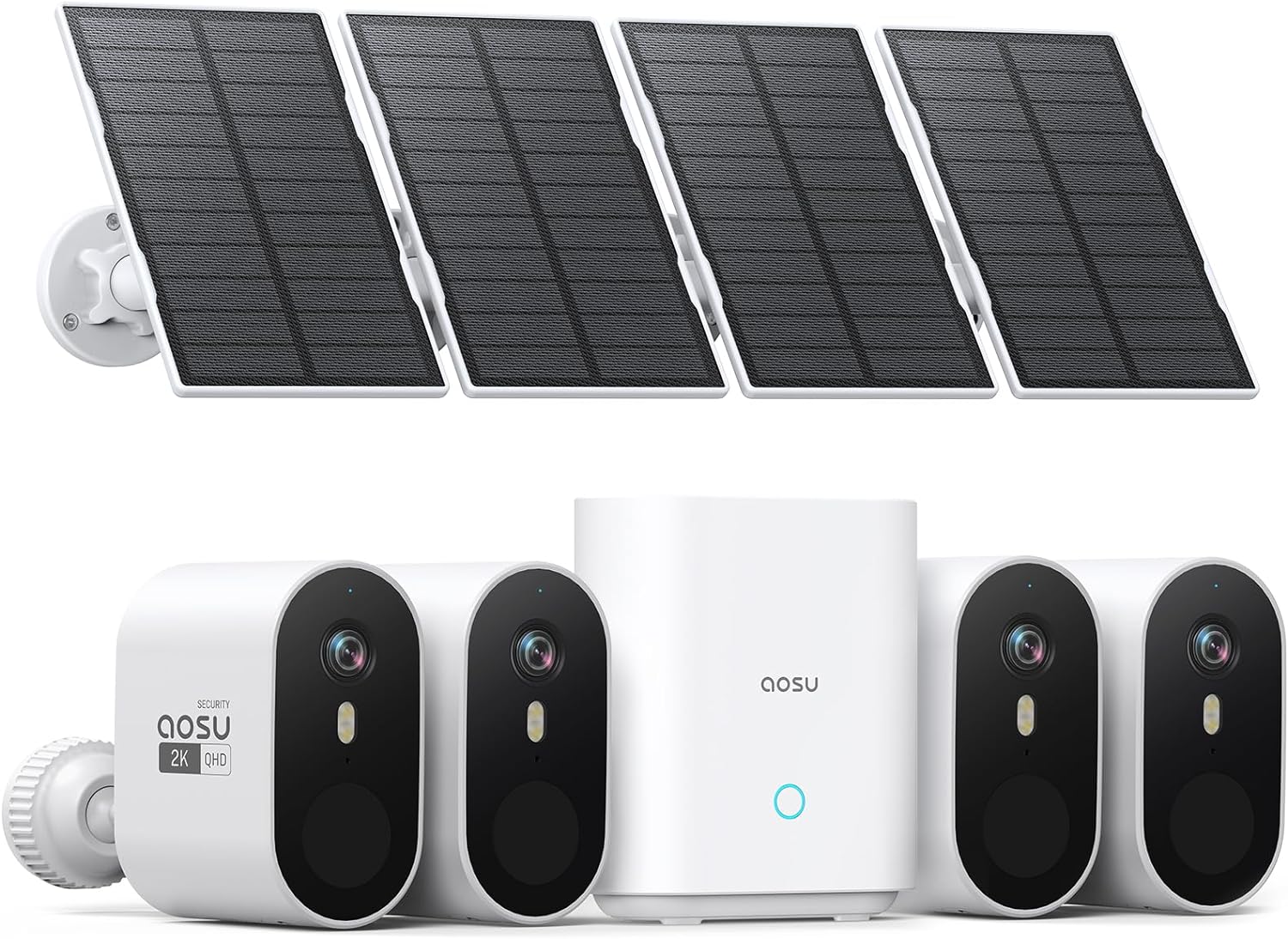 AOSU 4-Camera Solar Security System with 2K QHD and 32GB Storage