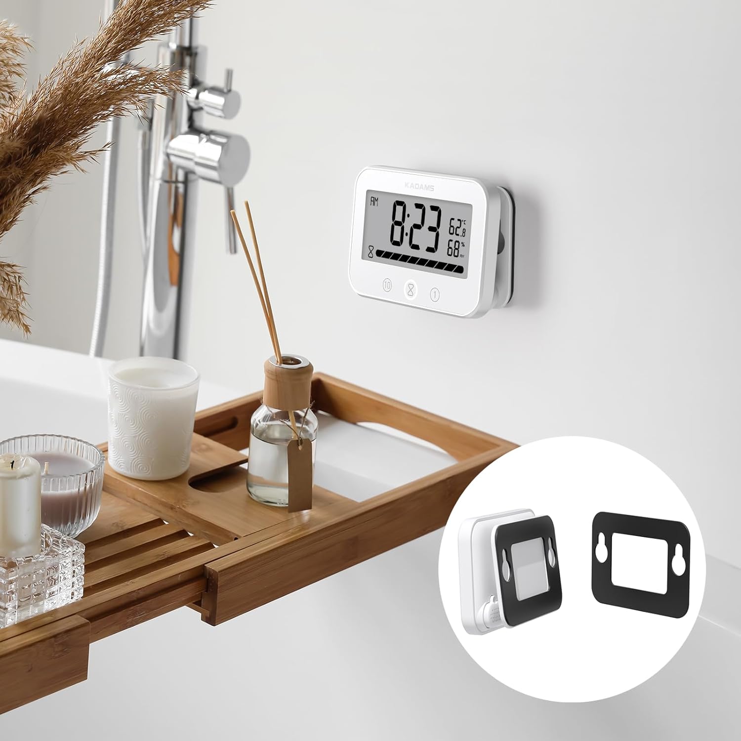 KADAMS Magnetic Pads for Rectangular Shower Clock Black