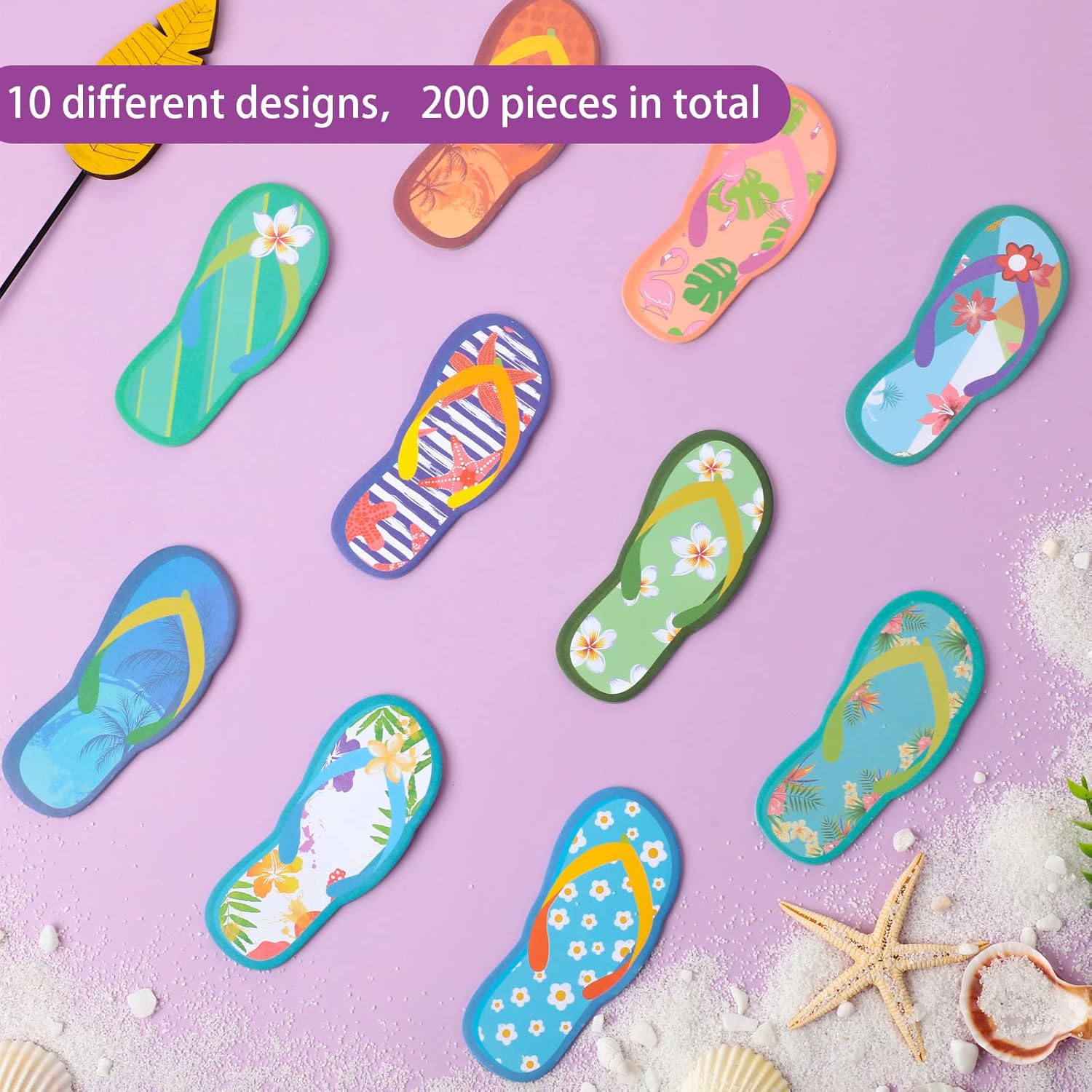 30-Pack Tropical Sticky Notes with 10 Styles