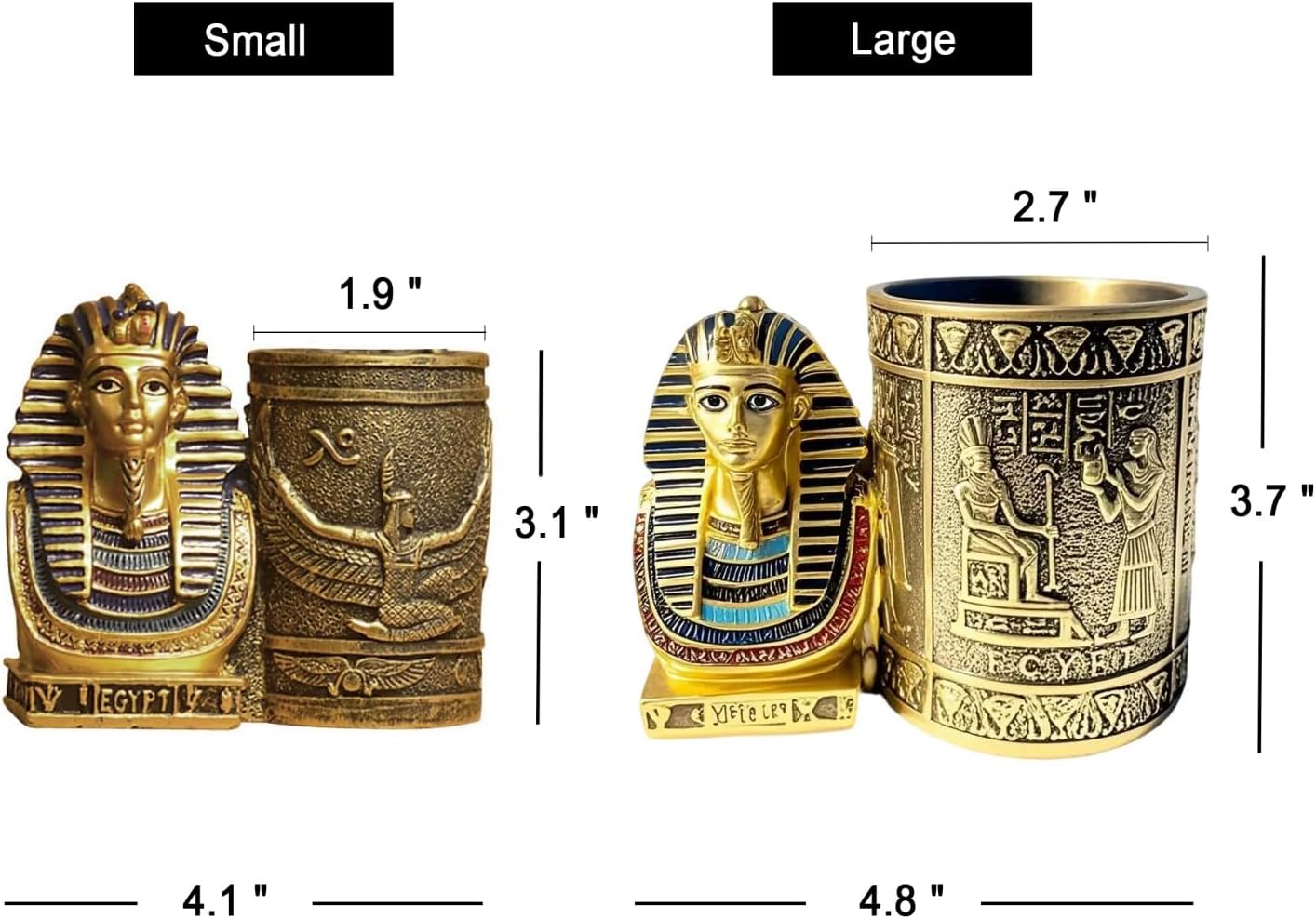 Ancient Egyptian Pencil Holder with Pharaoh and Isis