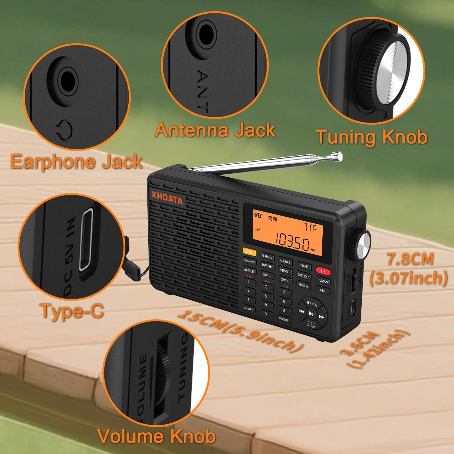 XHDATA D109WB Weather Radio with NOAA Alert and Bluetooth Speaker