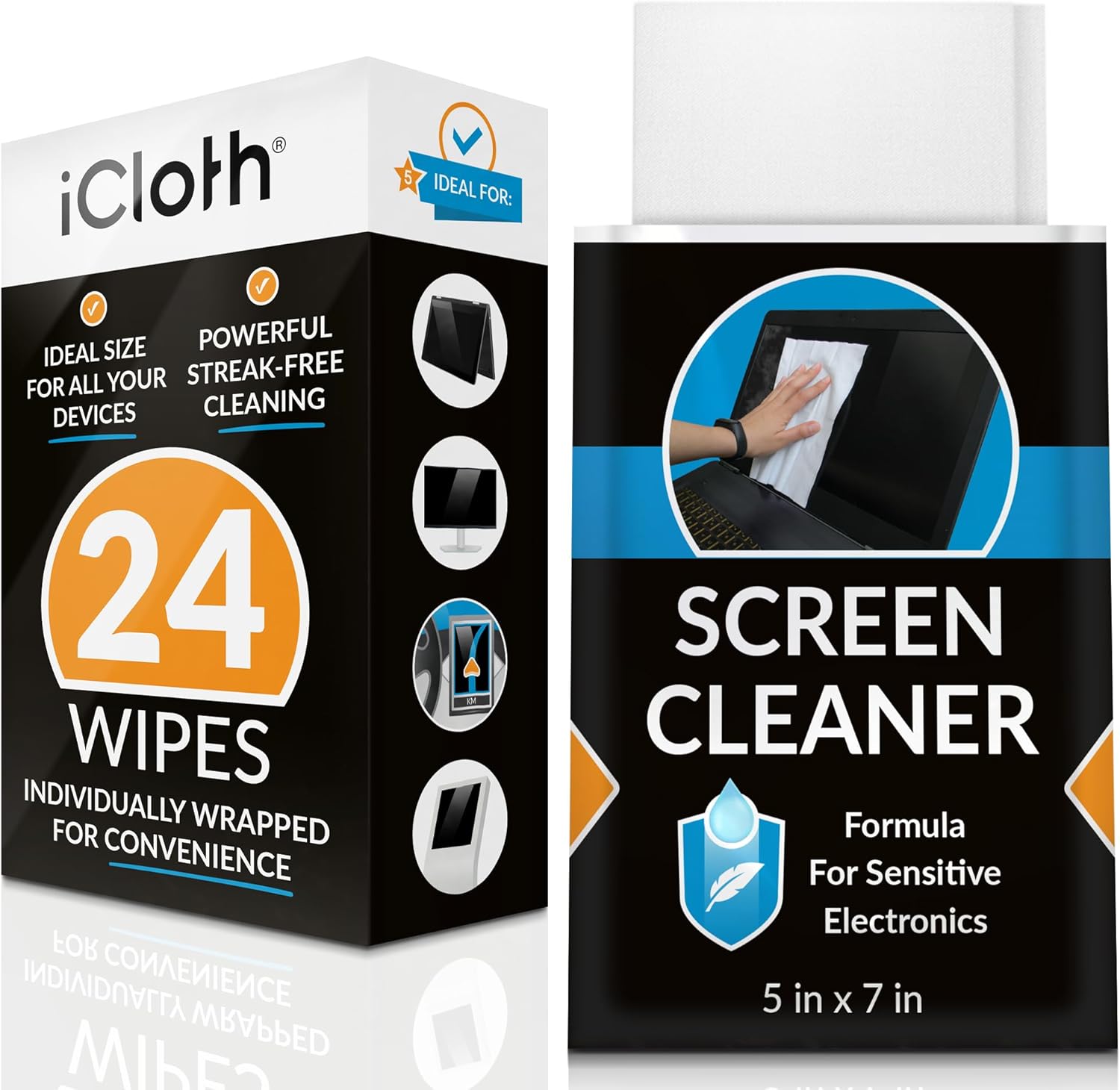 iCloth Large Screen Cleaning Wipes for Electronics