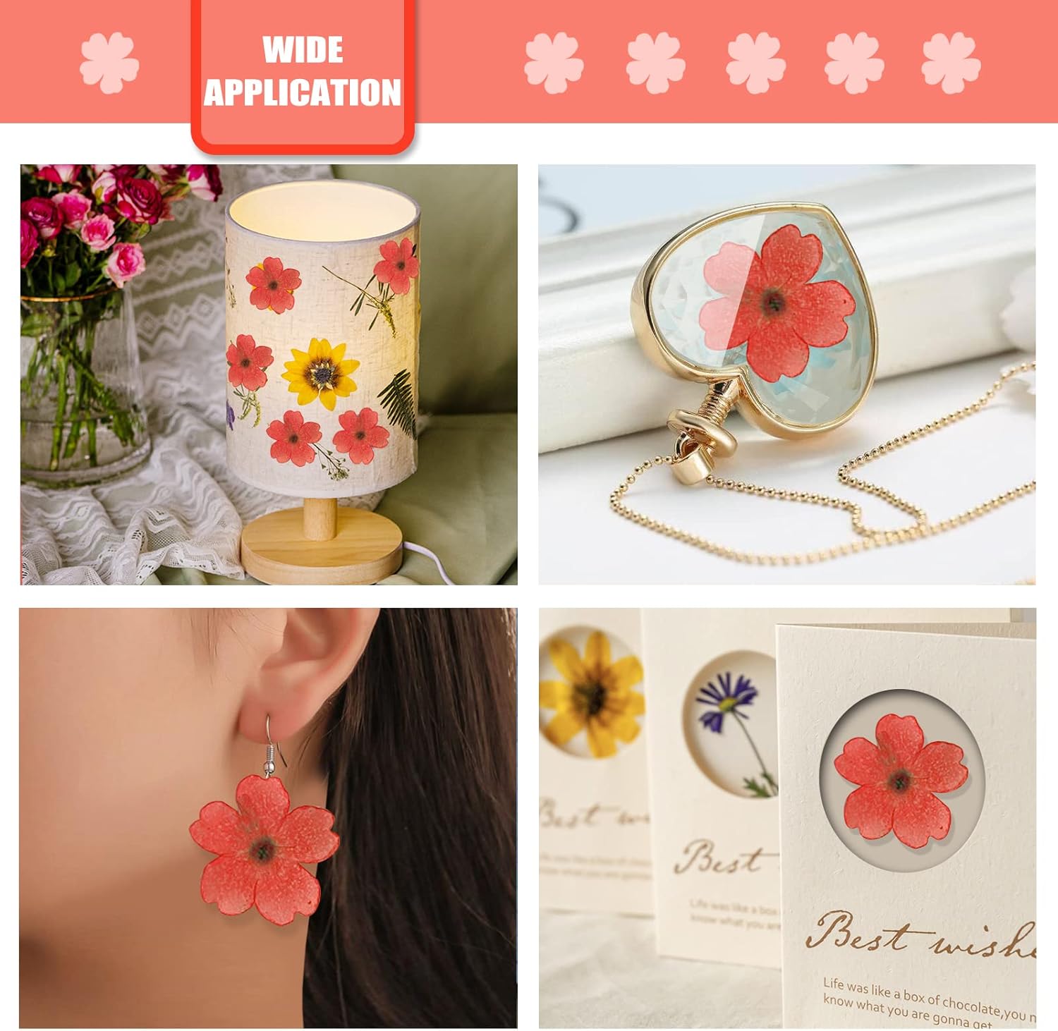 Red Dried Cherry Blossom Flowers for Resin Crafts 60PCS