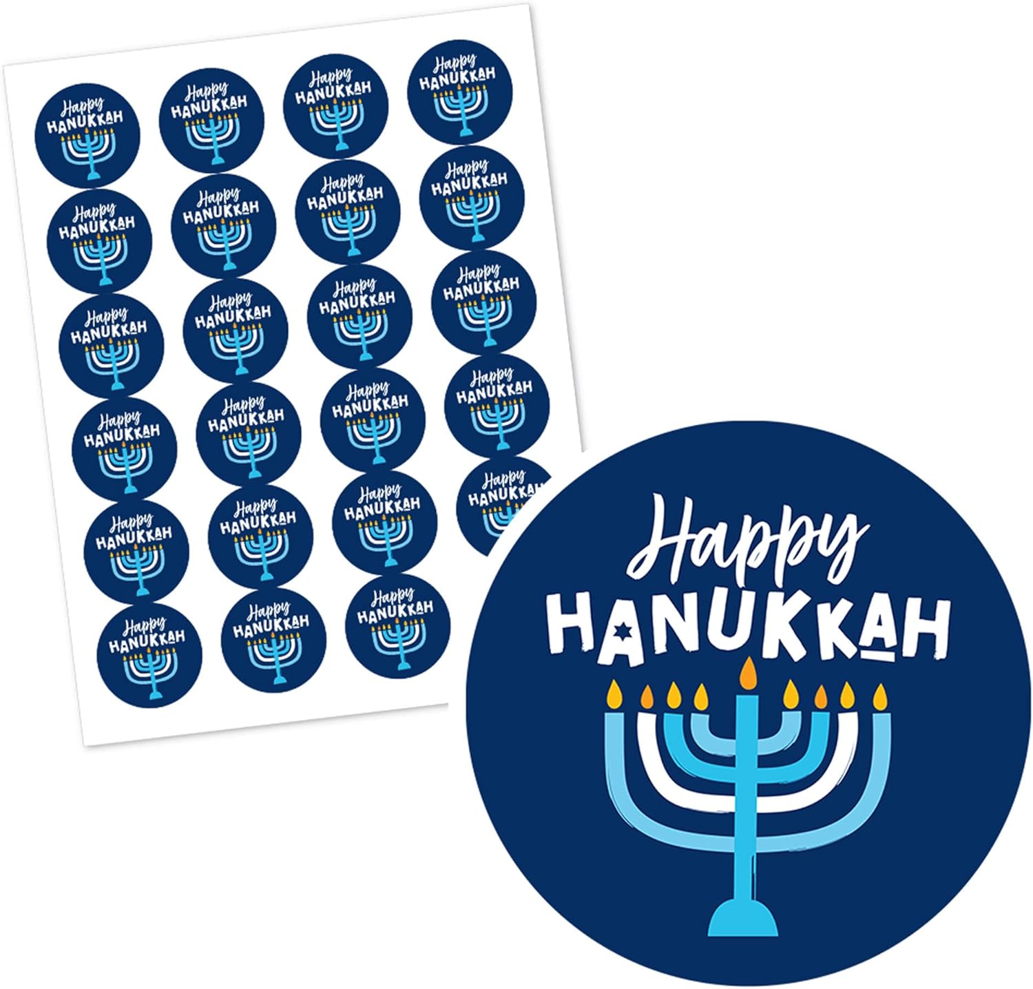 Big Dot of Happiness Hanukkah Menorah Sticker Labels - 24 Count